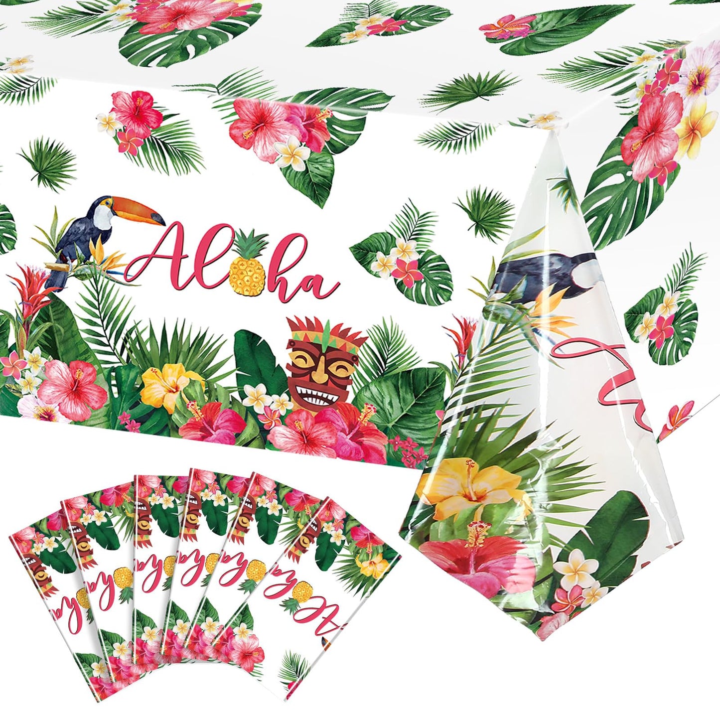 Tropical Aloha Hawaiian Luau Plastic Tablecloth – 6 Pack