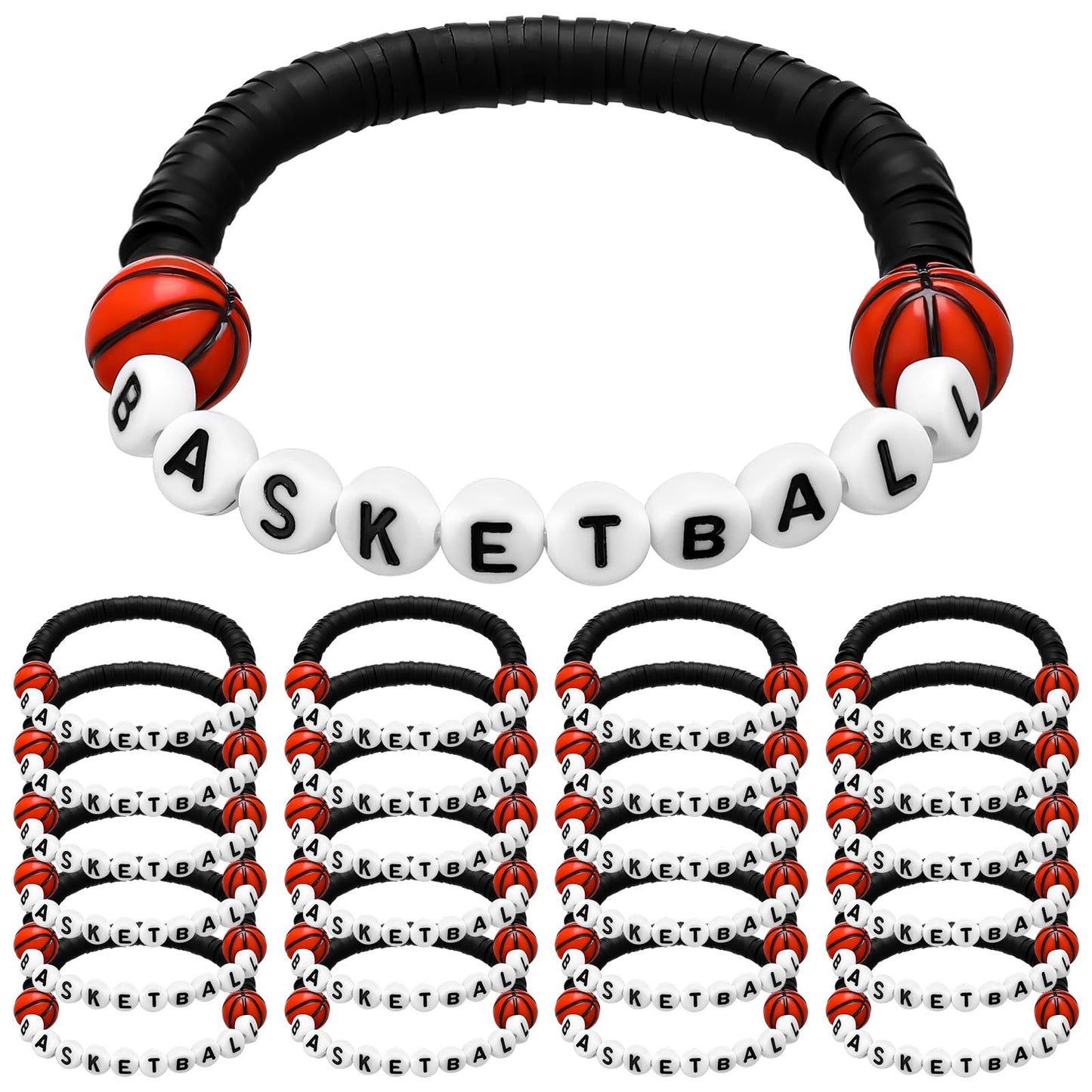 Basketball Clay Bead Charm Bracelets Party Favours – 24 Pack