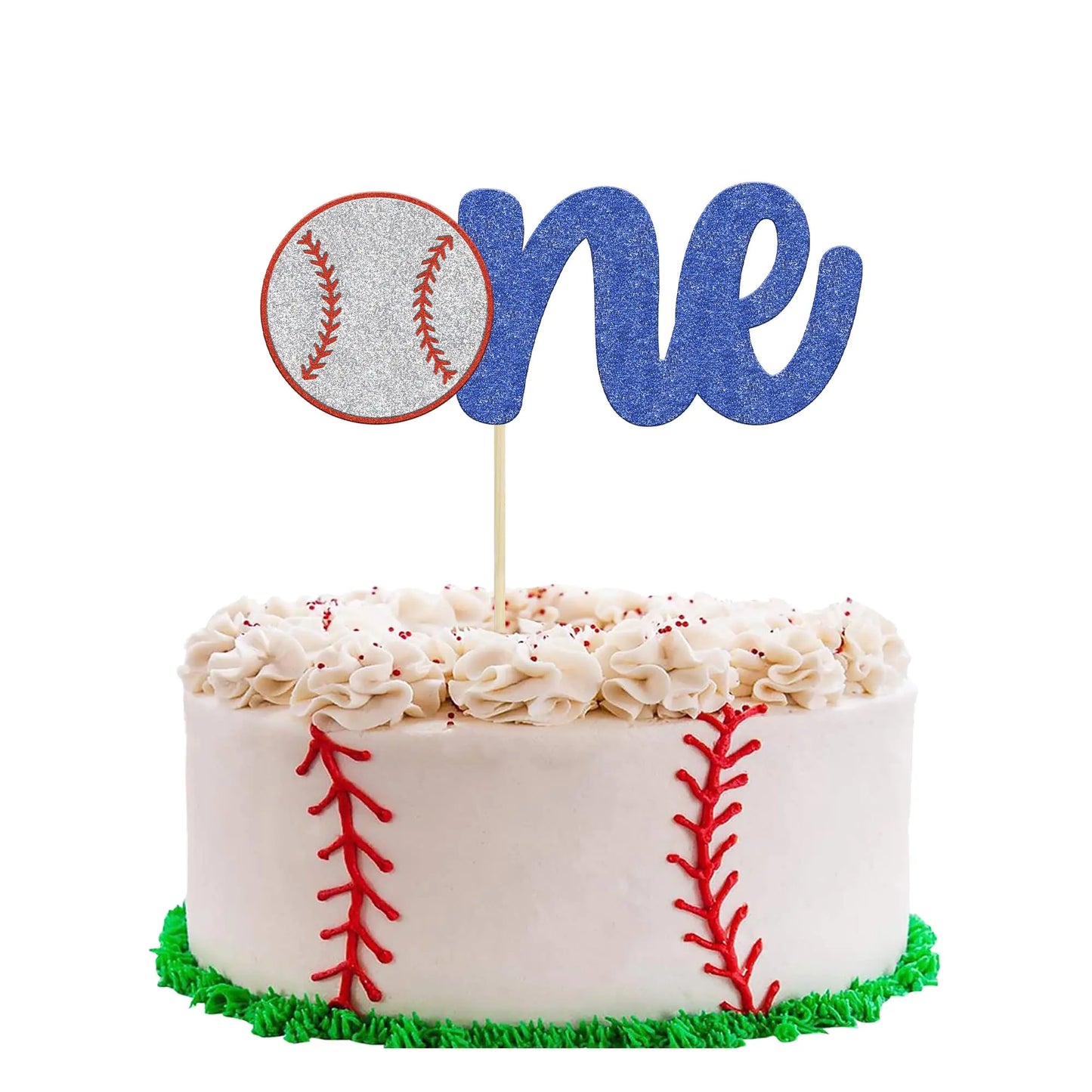Baseball "One" Glitter Cake Topper