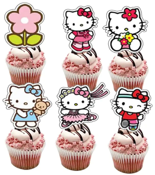 Hello Kitty Birthday Cupcake Toppers