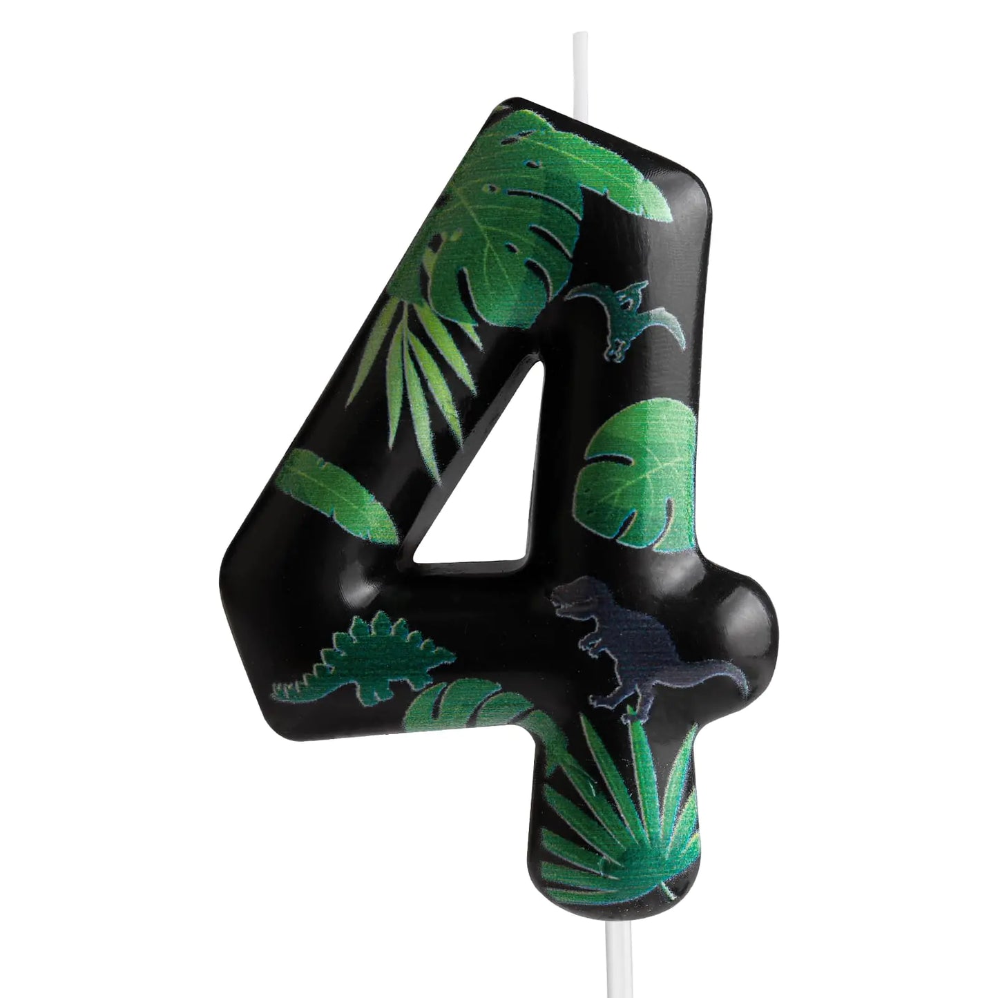 Black Dinosaur Number 4 Birthday Candle – Dino Cake Topper