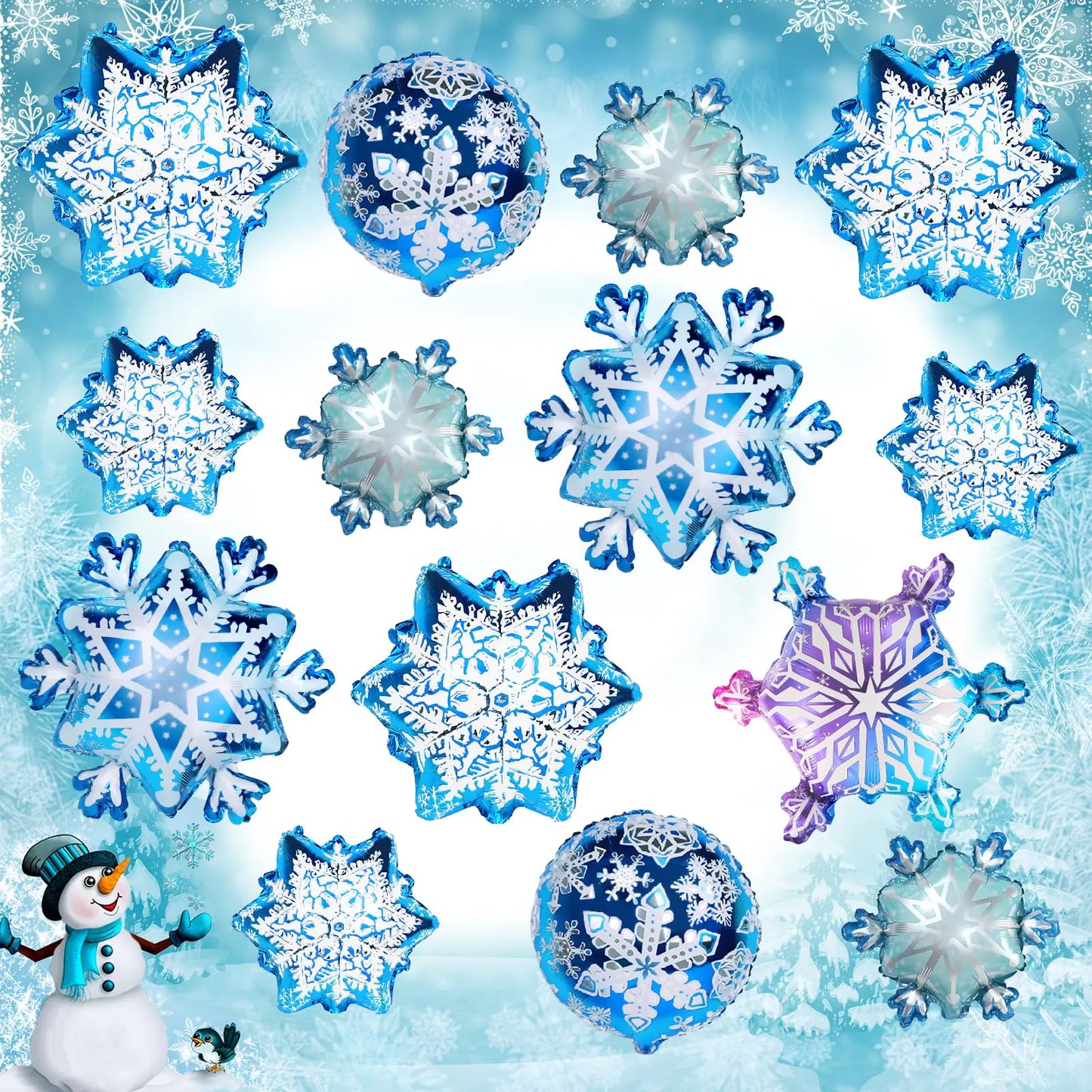 Winter Snowflake Foil Balloon Set