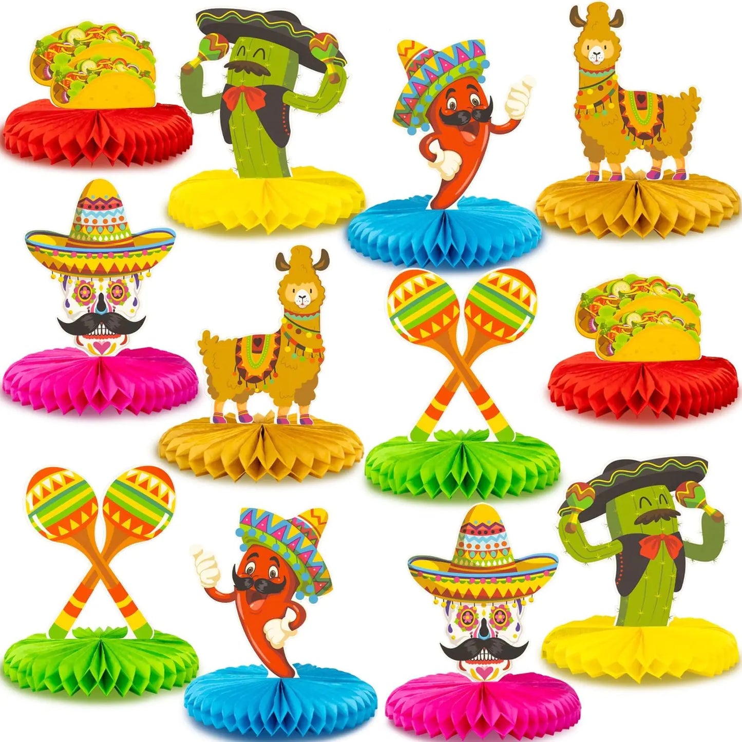 Fiesta Colorful Honeycomb Centerpieces
