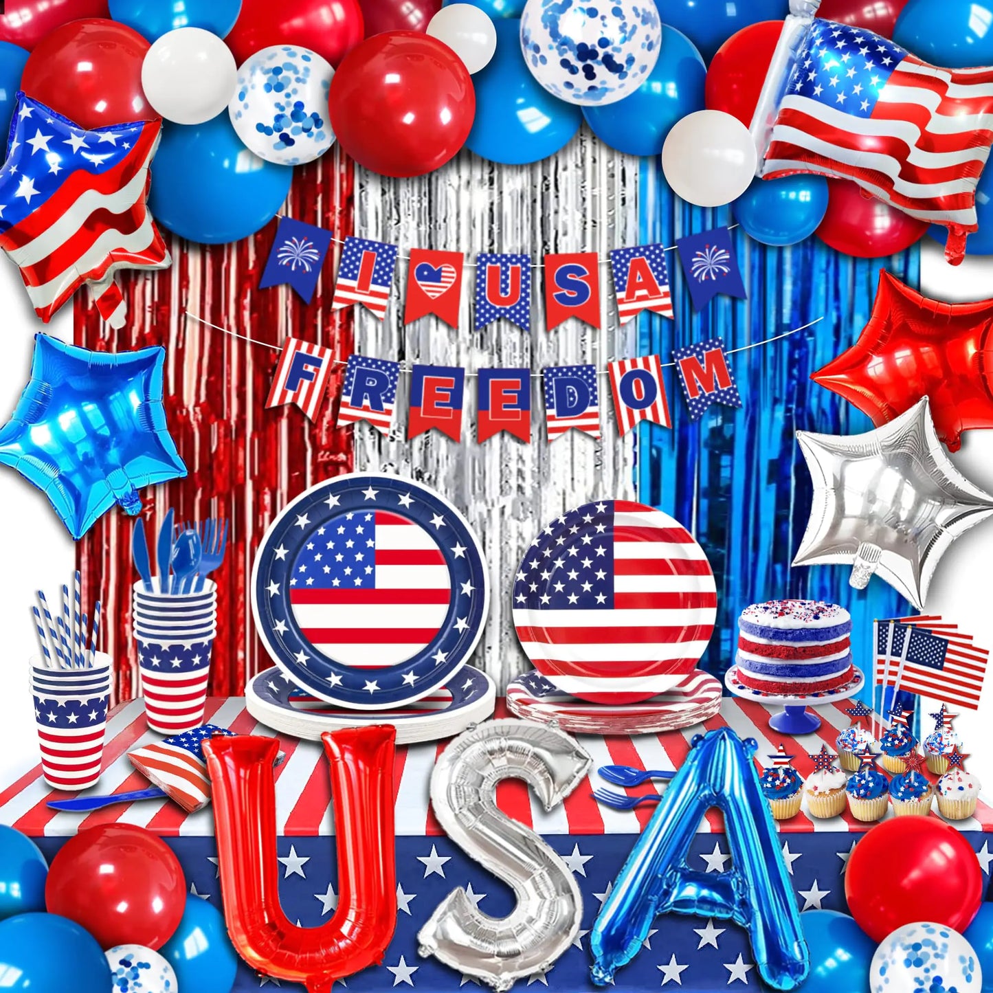 4th of July Party Decoration Kit - 272 ct, 16 Guests