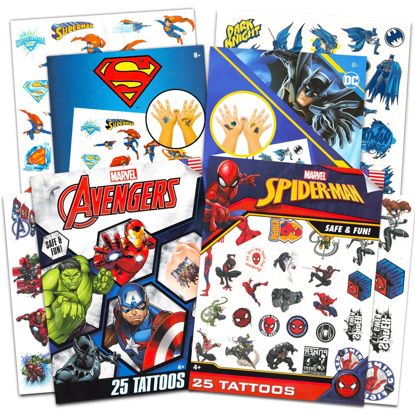 Superhero Action Temporary Tattoos