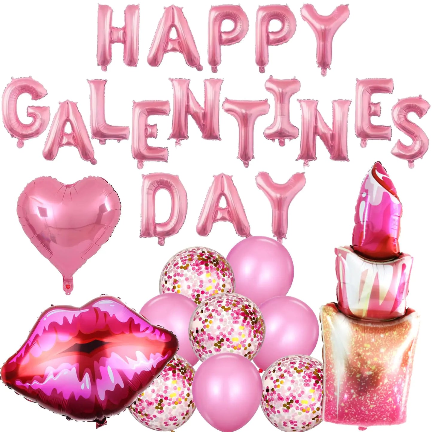 Galentine’s Day Balloon Bundle with Lip, Heart & Jumbo Phrase Balloon