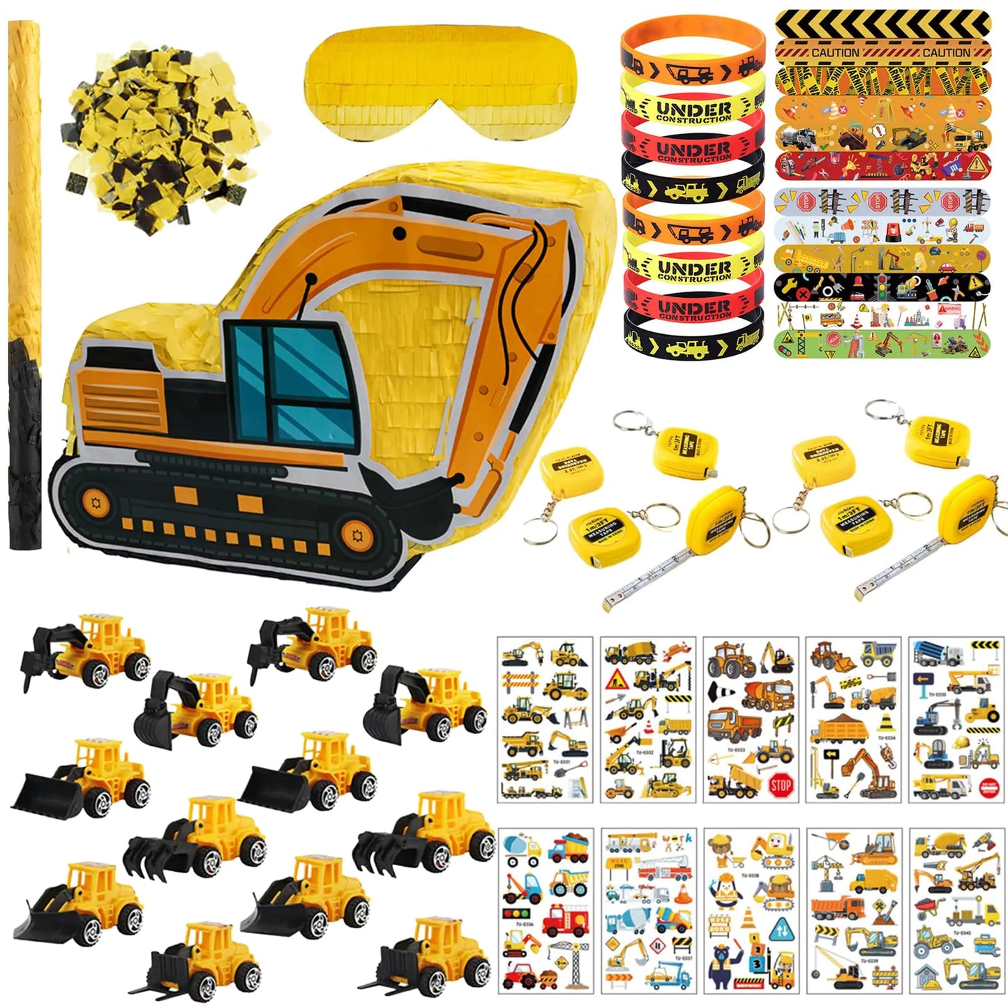Construction Pinata & Party Favor Bundle – Excavator Party Set with Toys & Accessories