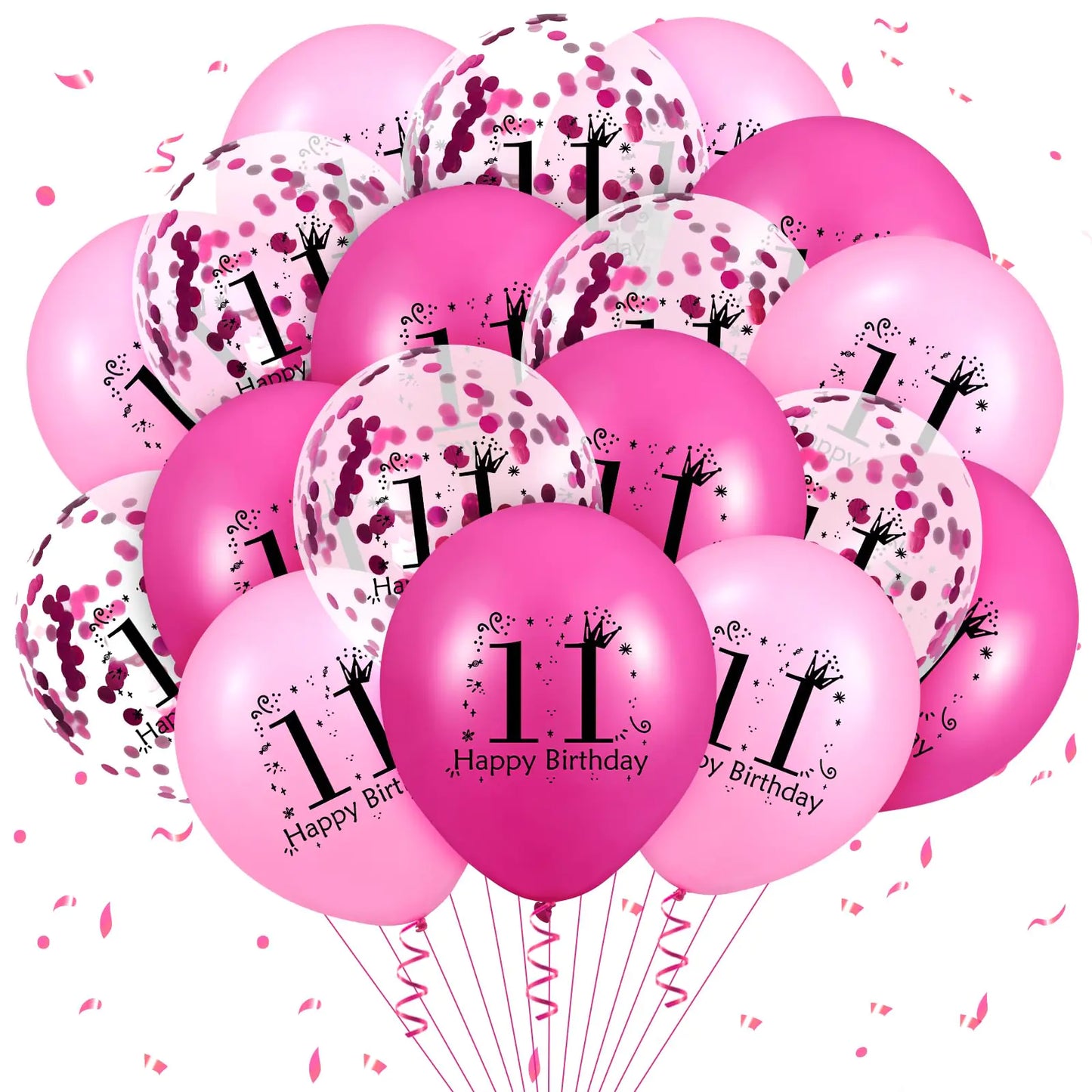 Hot Pink 11th Birthday Balloon Set