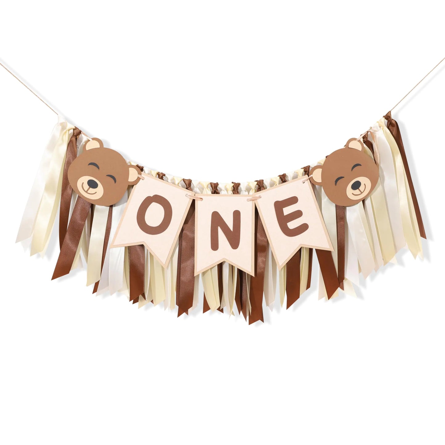 Bear One 1st Birthday High Chair Banner