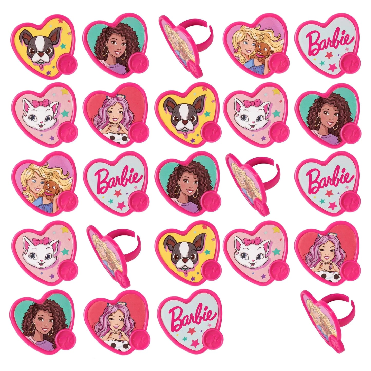 Barbie Pink Heart Cupcake Ring Toppers