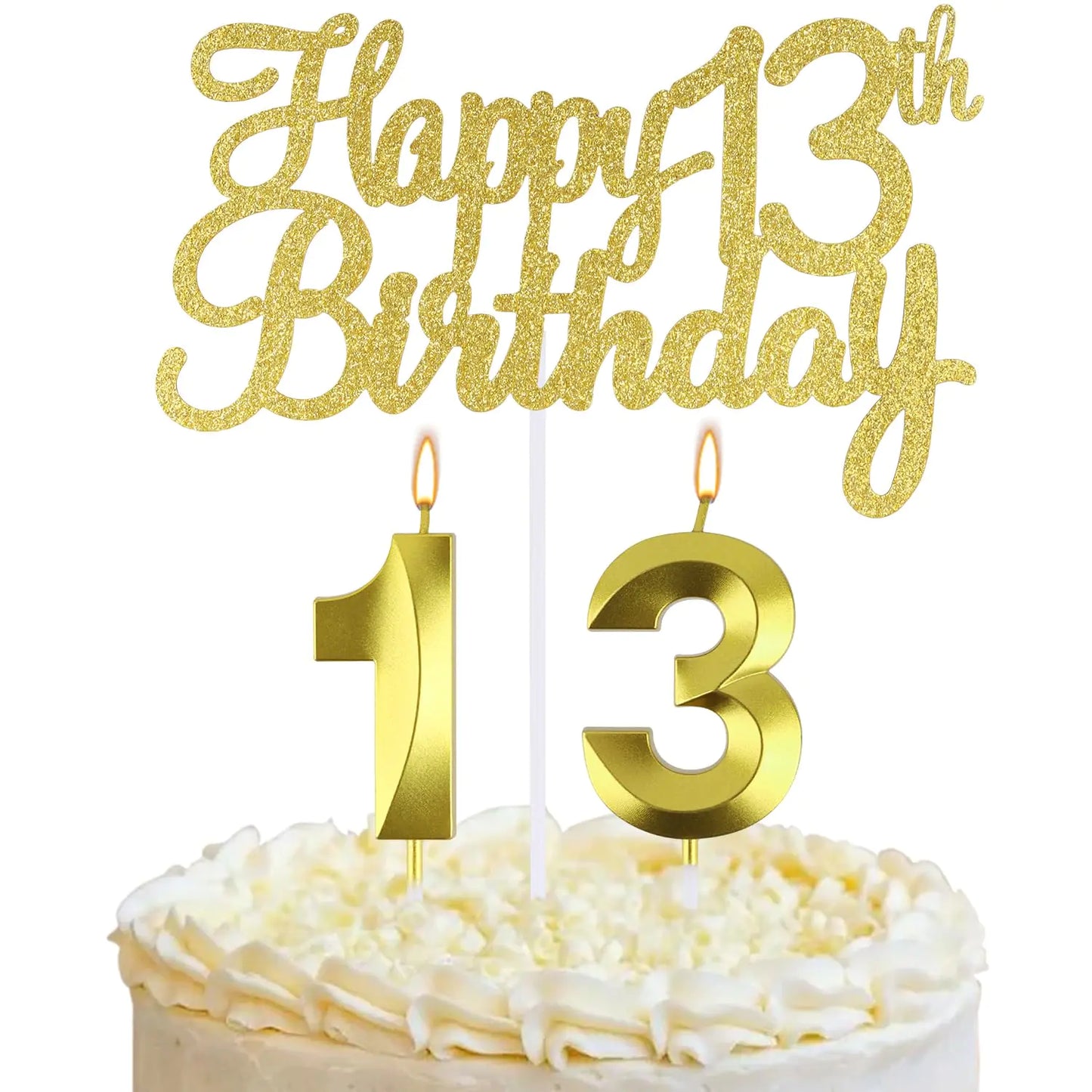 13th Birthday Cake Topper & Number 13 Candle Set