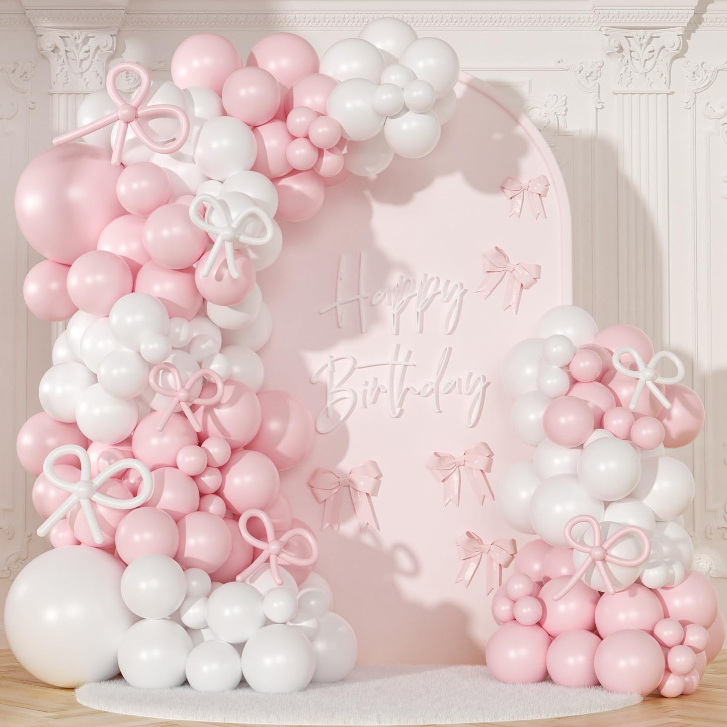 Coquette Pink Bow Balloon Arch Garland Kit – 146 Piece