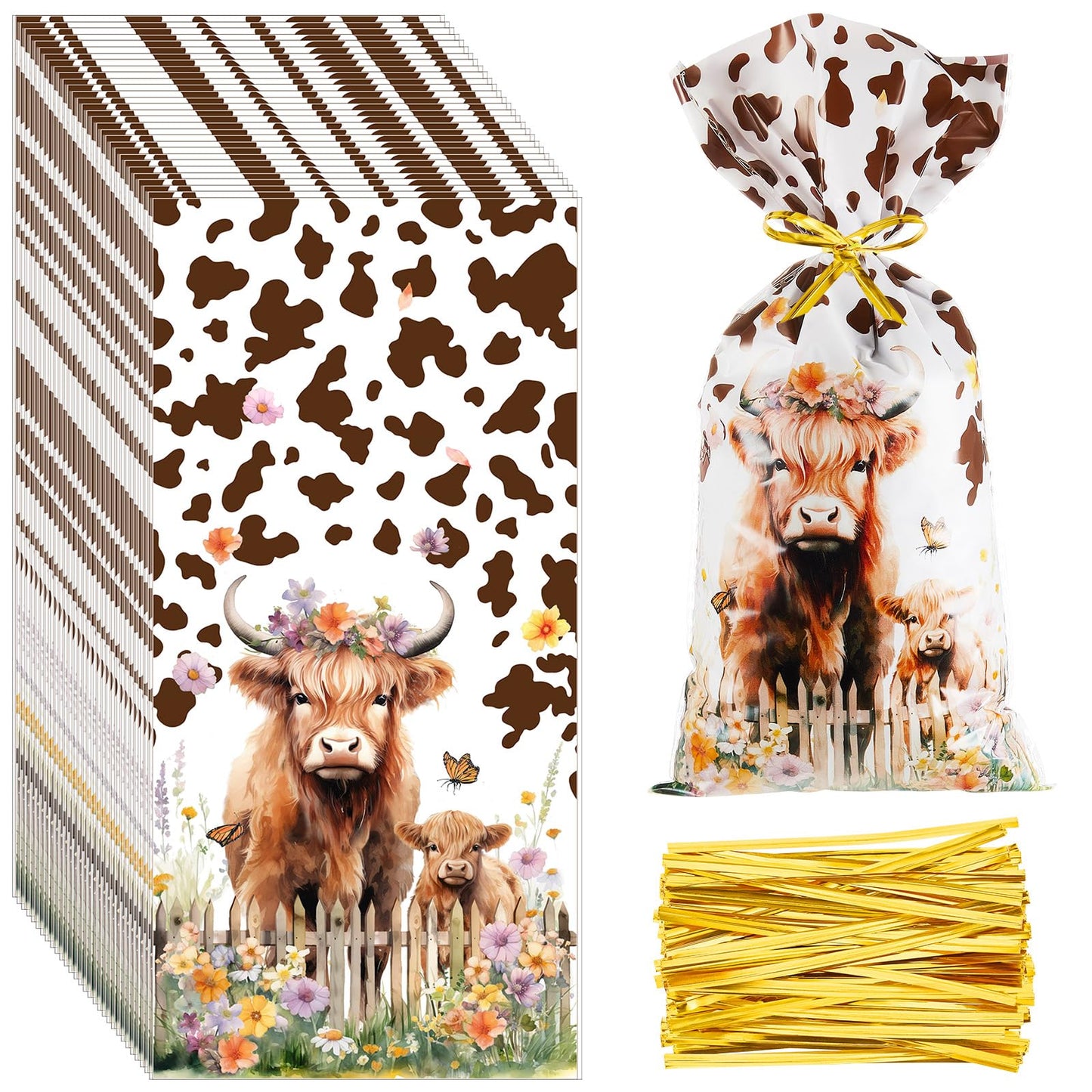 Highland Cow Party Treat Bags – 100 ct