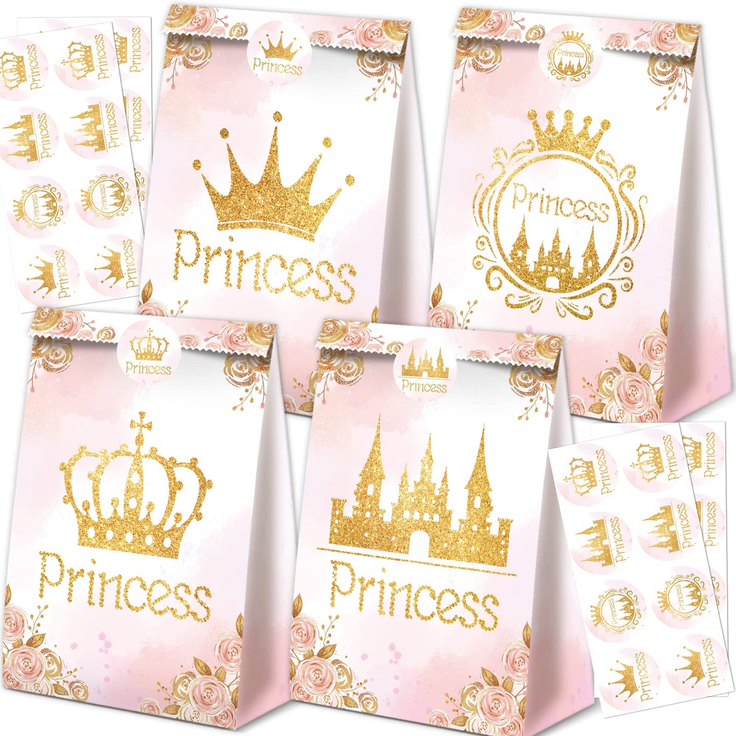 Princess Pink Party Favor Bags - Small