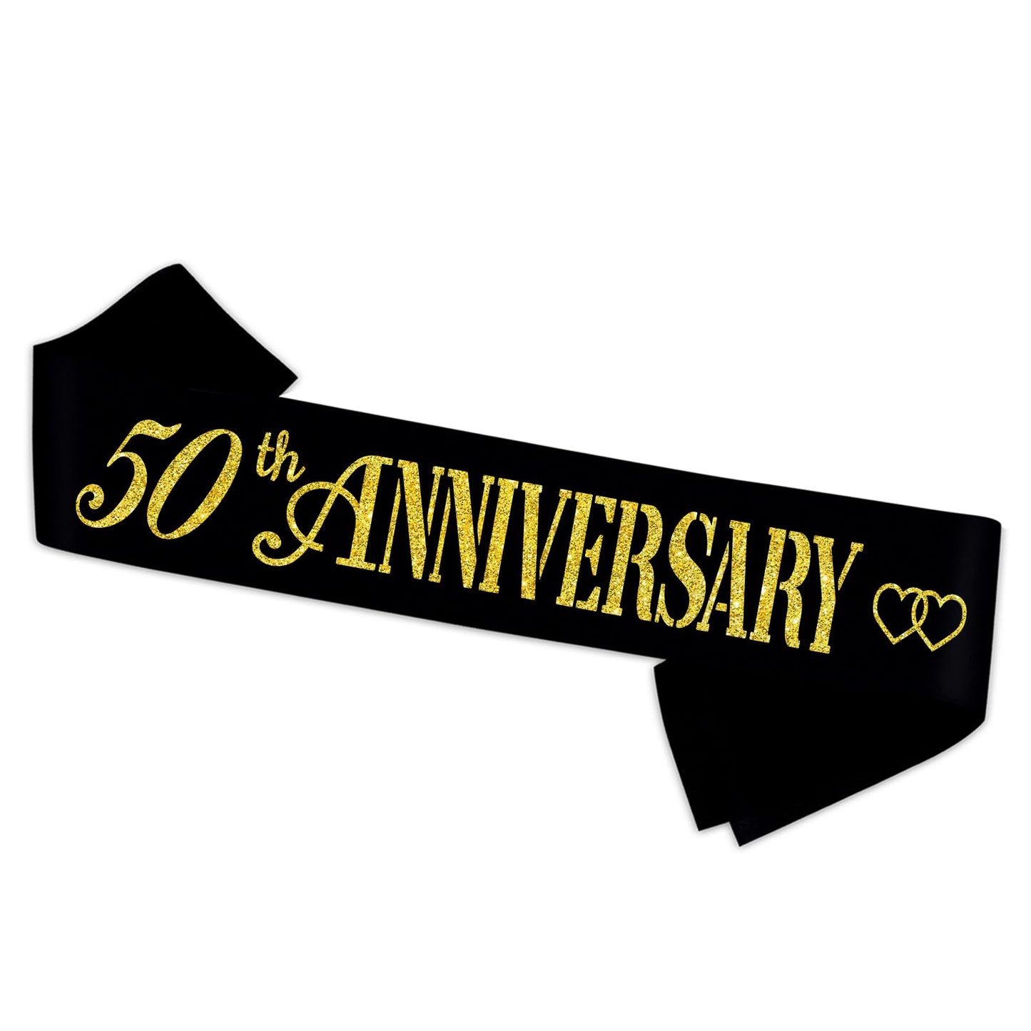 50th Anniversary Sash - Perfect for Happy 50th Wedding Anniversary Party Decors - Soft Black Sash with Gold Foil - 50 Year 50th Anniversary Party Supplies Gift Decors Favors for Husband Wife