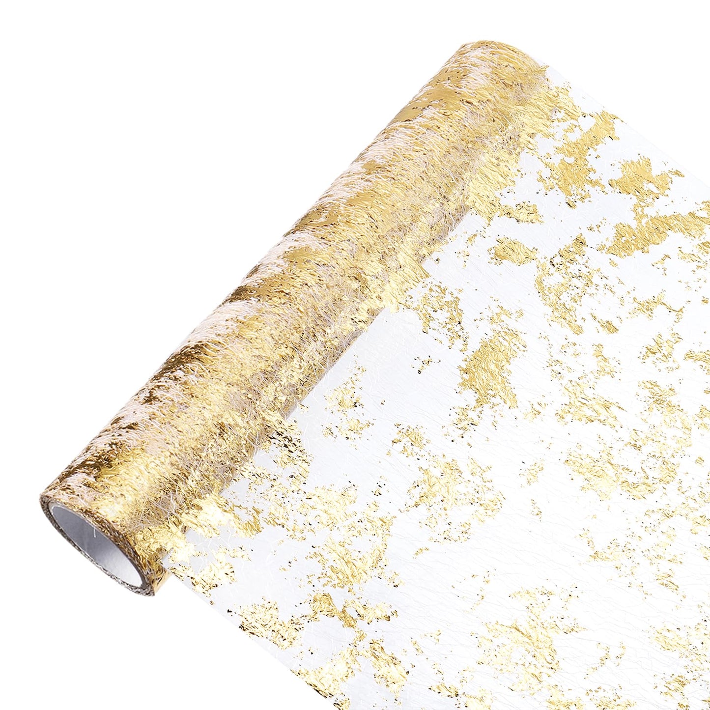 uxcell Gold Table Runner 11 x 180 Inch Metallic Foil Thin Mesh Table Runner Roll for Event Party Birthday Party Weddings Christmas New Year
