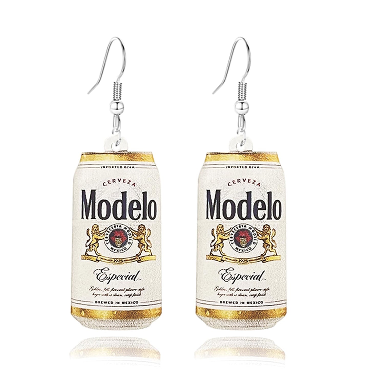 WCRAZYE Funny Beer Bottle Earrings Beer Mug Earrings for Women Drinks Bottle Drop Dangle Earrings Beer Glass Mug Can Earrings Creative Funny Food Jewelry (White)