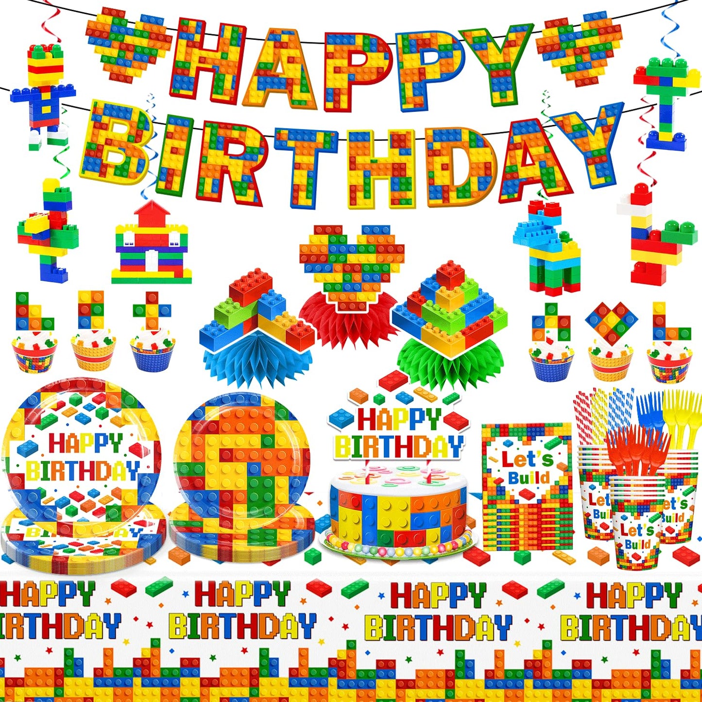 Building Block Birthday Party Decoration Kit