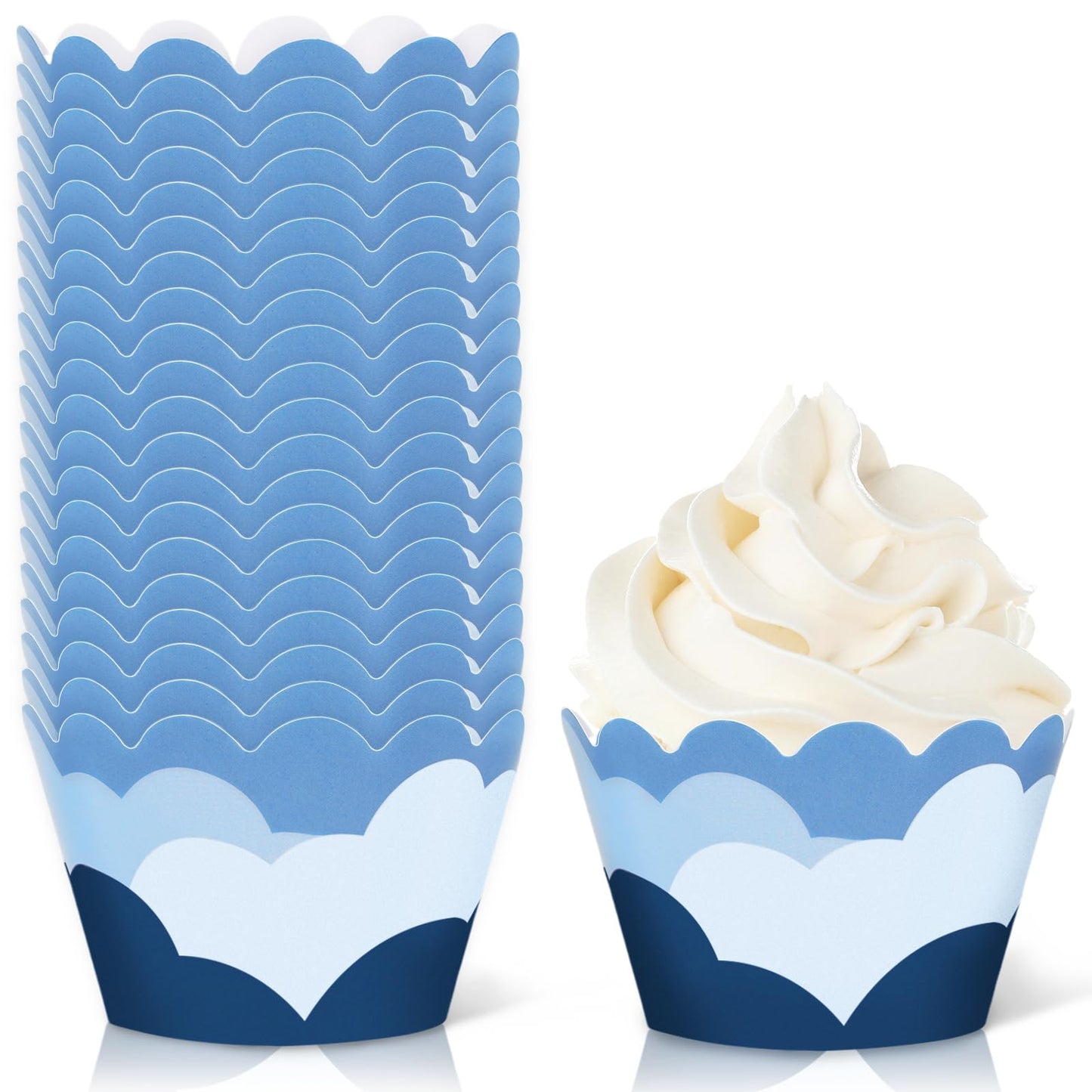 JarThenaAMCS 36Pcs Cloud Cupcake Wrappers Blue Sky Cloud Cupcake Liners Paper Baking Cup Cupcake Holders for Baby Shower Birthday Party Cake Decorations