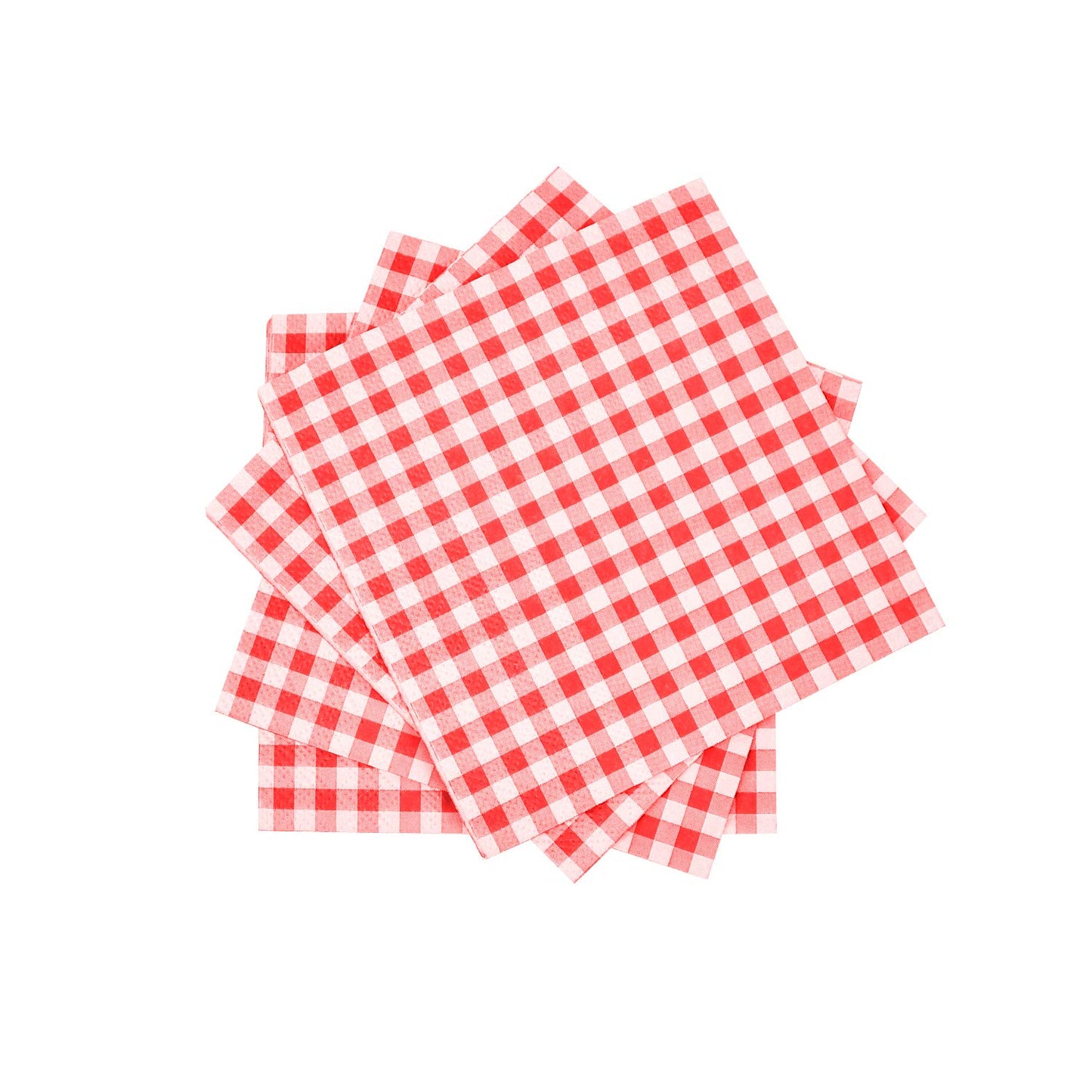 Gingham Cocktail Napkins – 80 Pack, Red & White