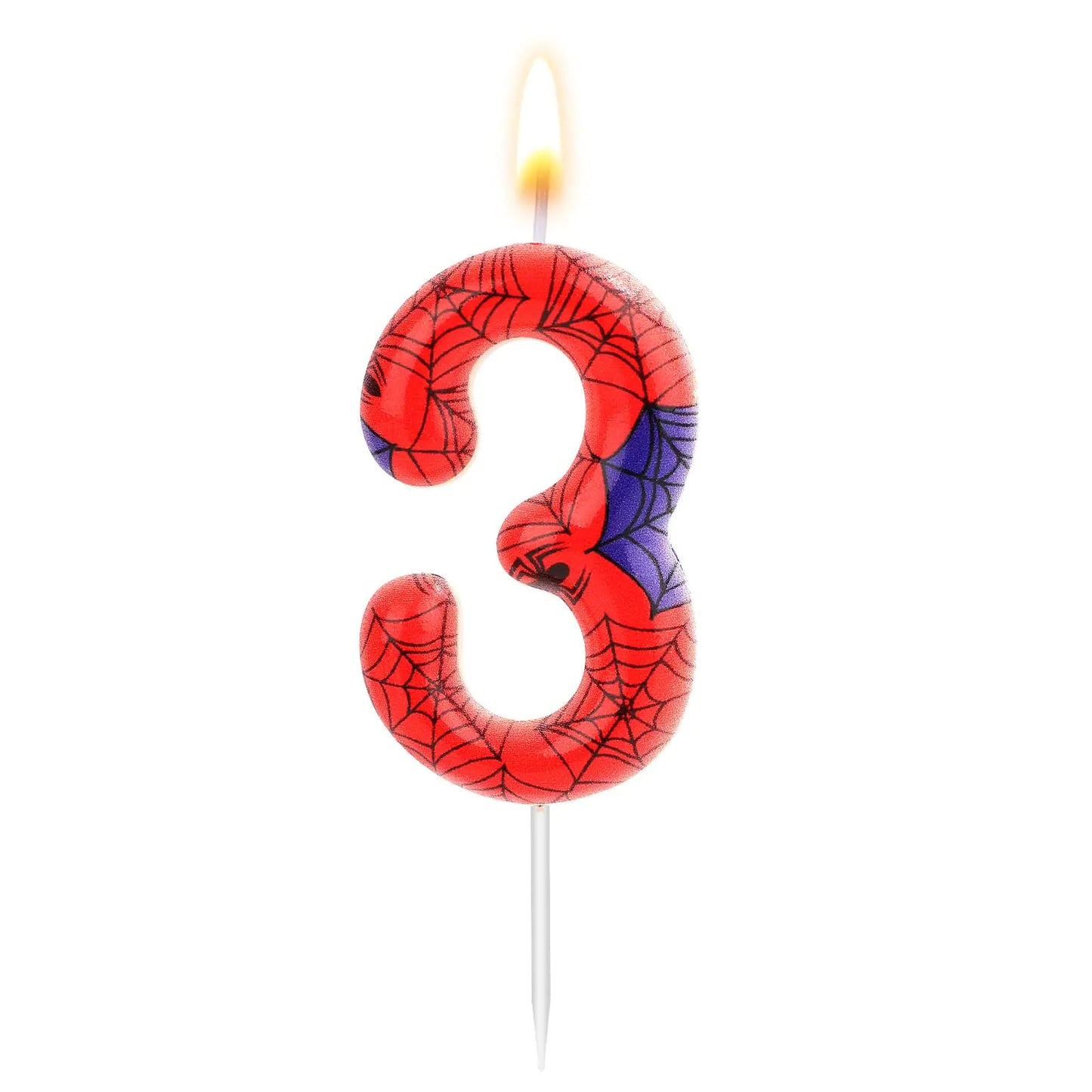 Spider Themed Number 3 Birthday Candle – Web Cake Topper