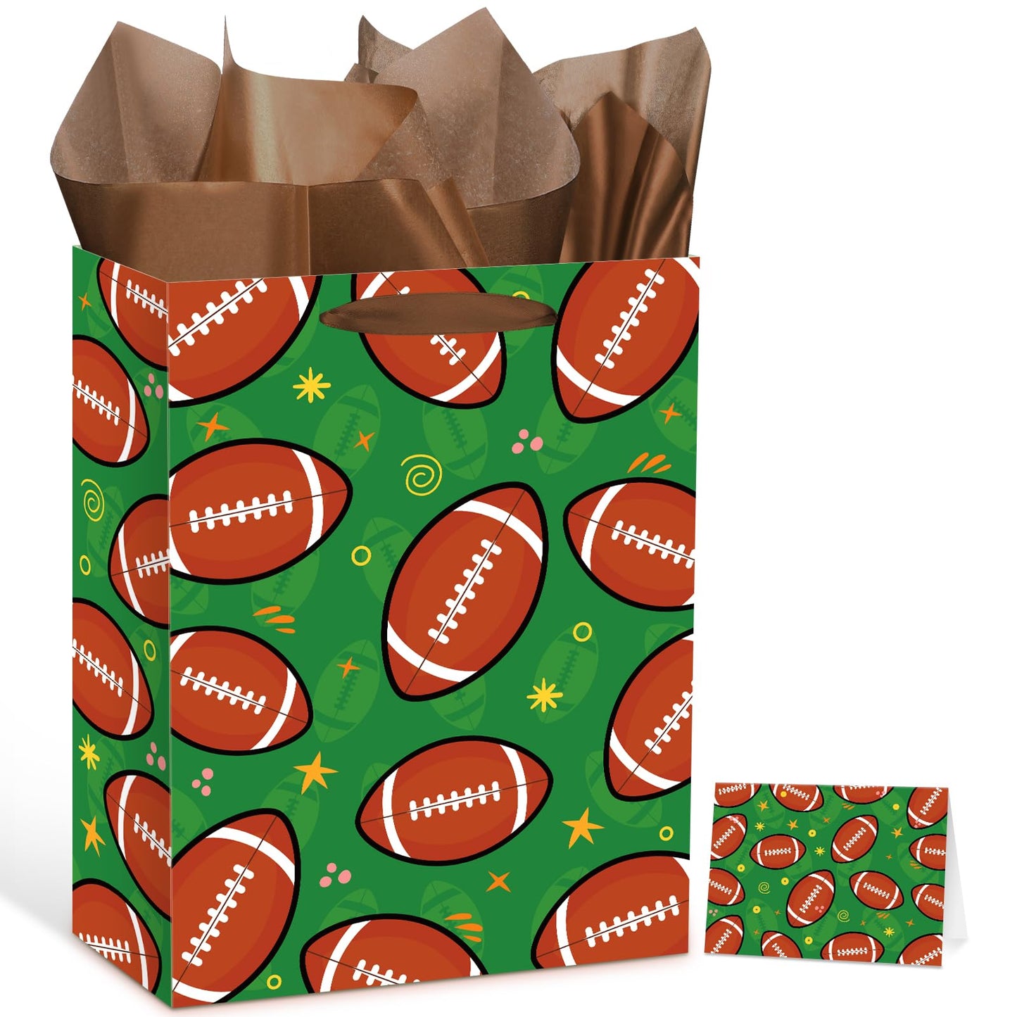 Football Party Gift Bag with Greeting Card & Tissue Paper