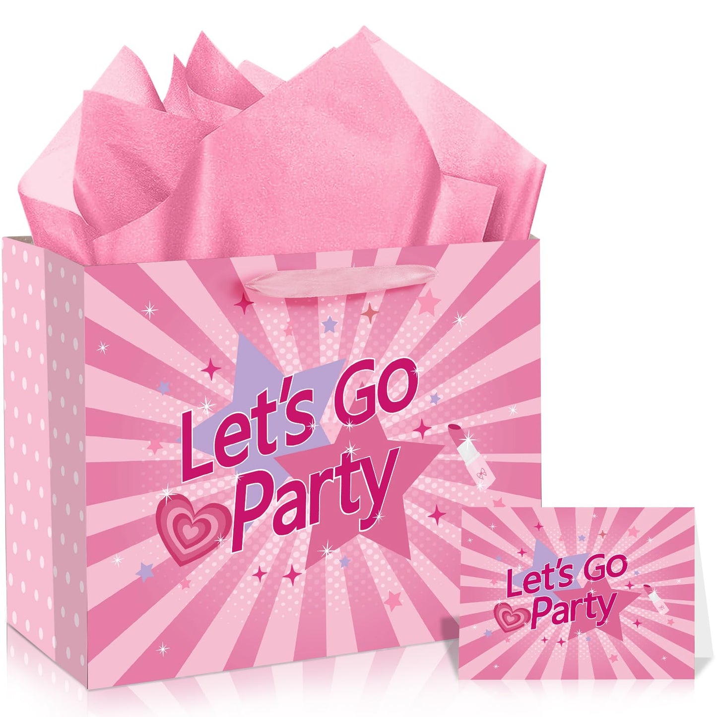 Pink Let's Go Party Gift Bag Set