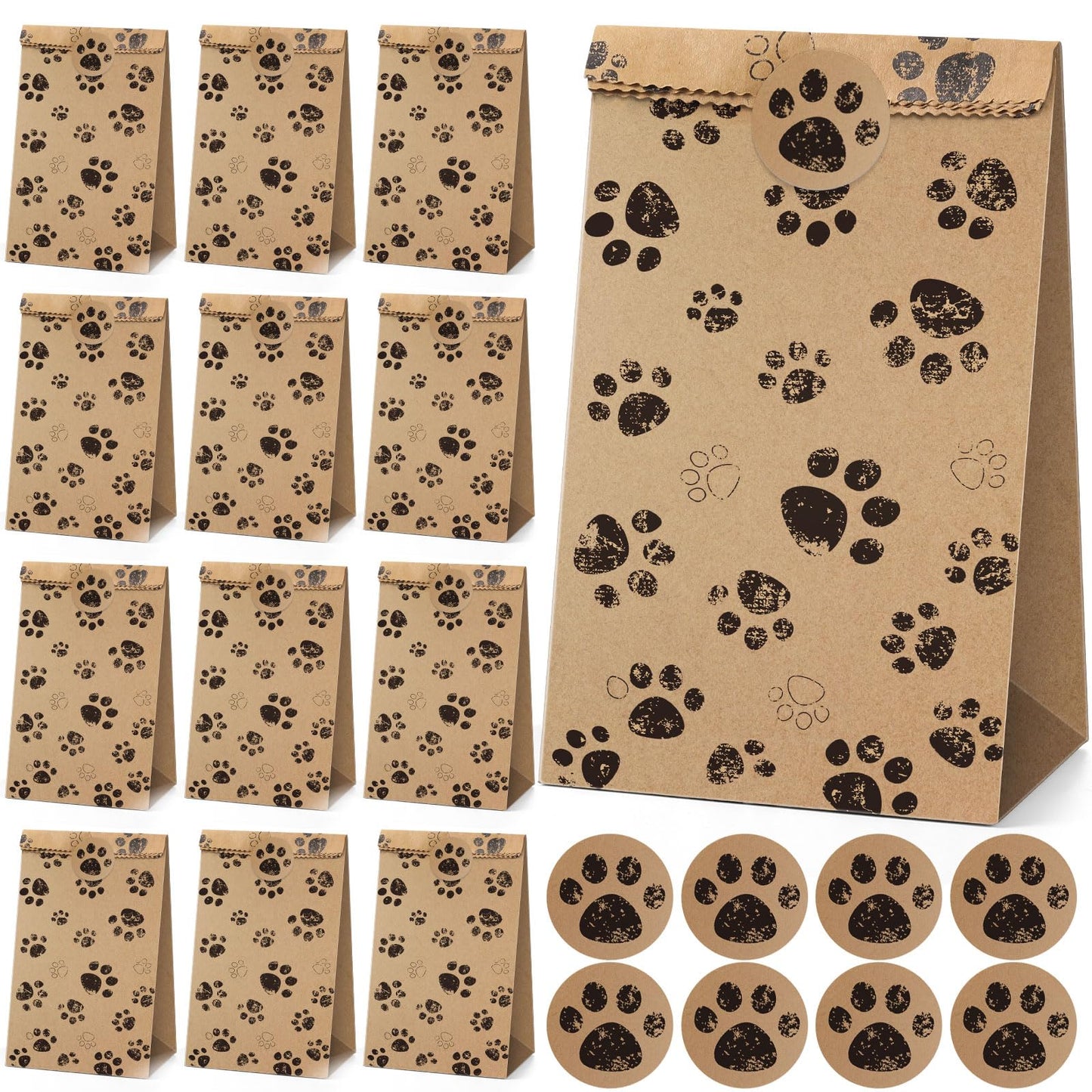 Dog Paw Print Gift Bags 36-Pack Party Favor Treat Bags
