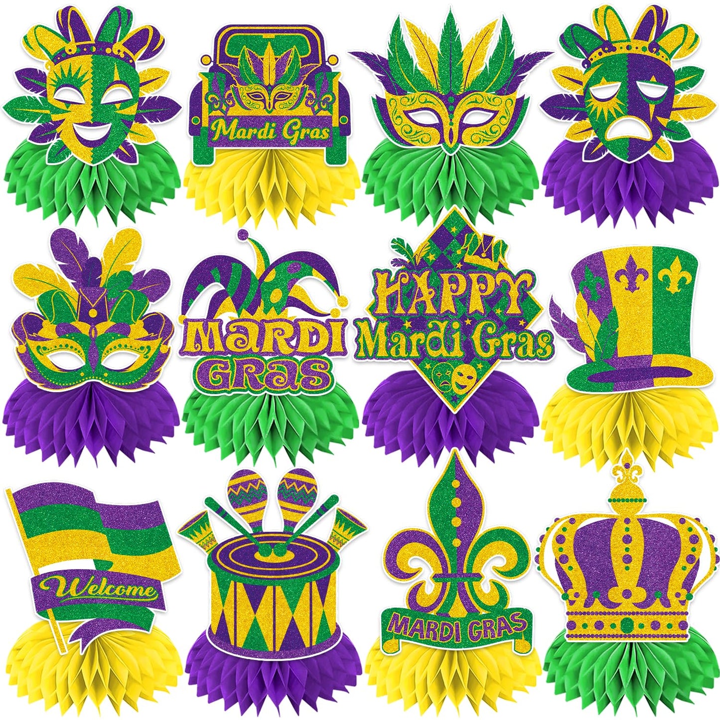 Mardi Gras Festive Honeycomb Table Centrepieces