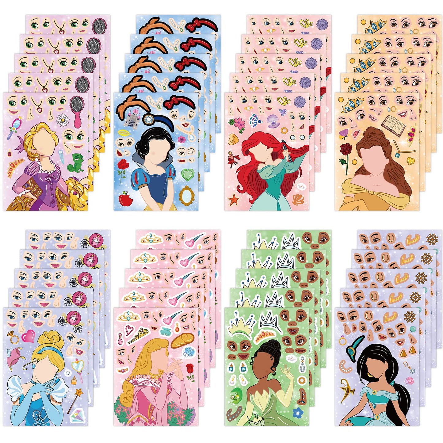 Princess Make-a-Face DIY Sticker Sheets – 40 Pack
