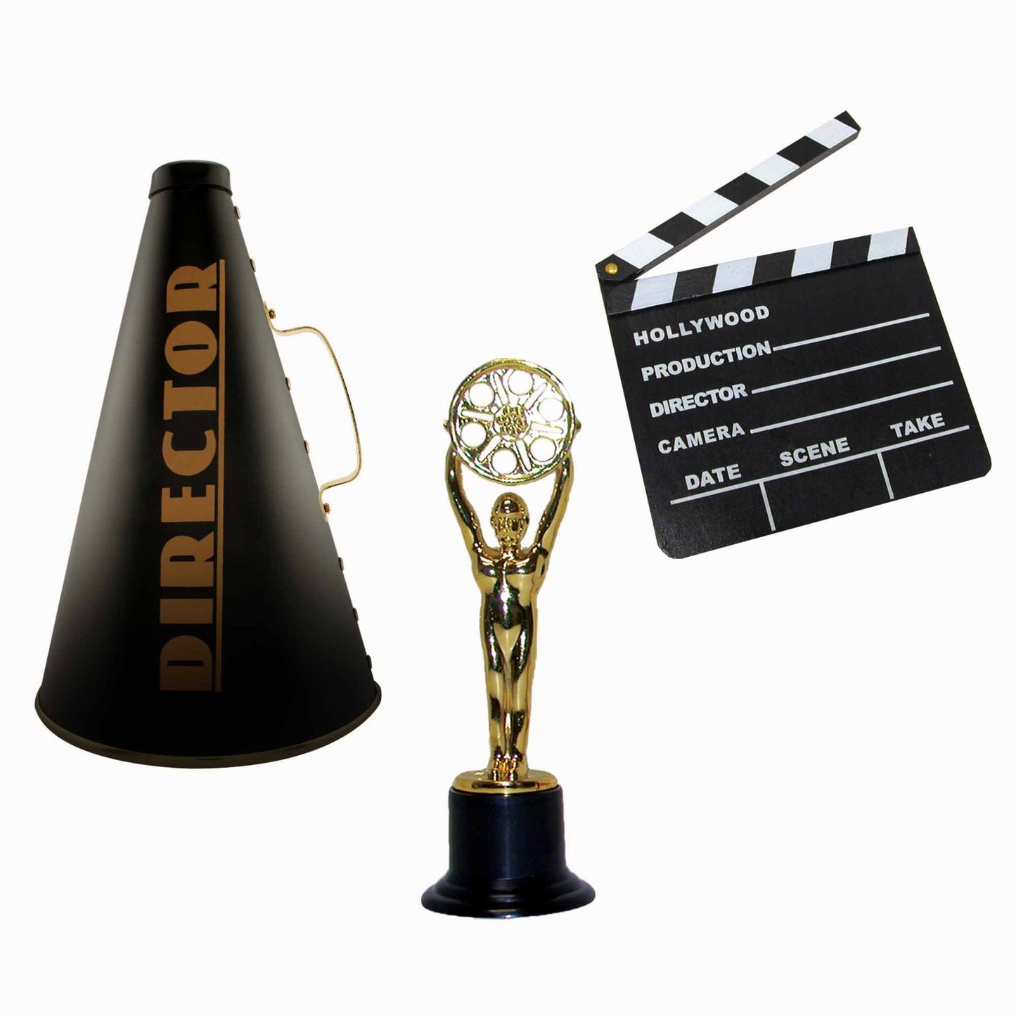 Hollywood Directors Party Kit – Megaphone, Clapboard & Trophy