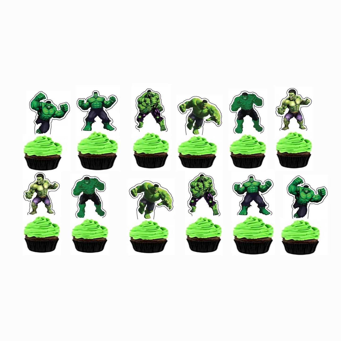 Green Superhero Birthday Cake & Cupcake Toppers – 48 Piece