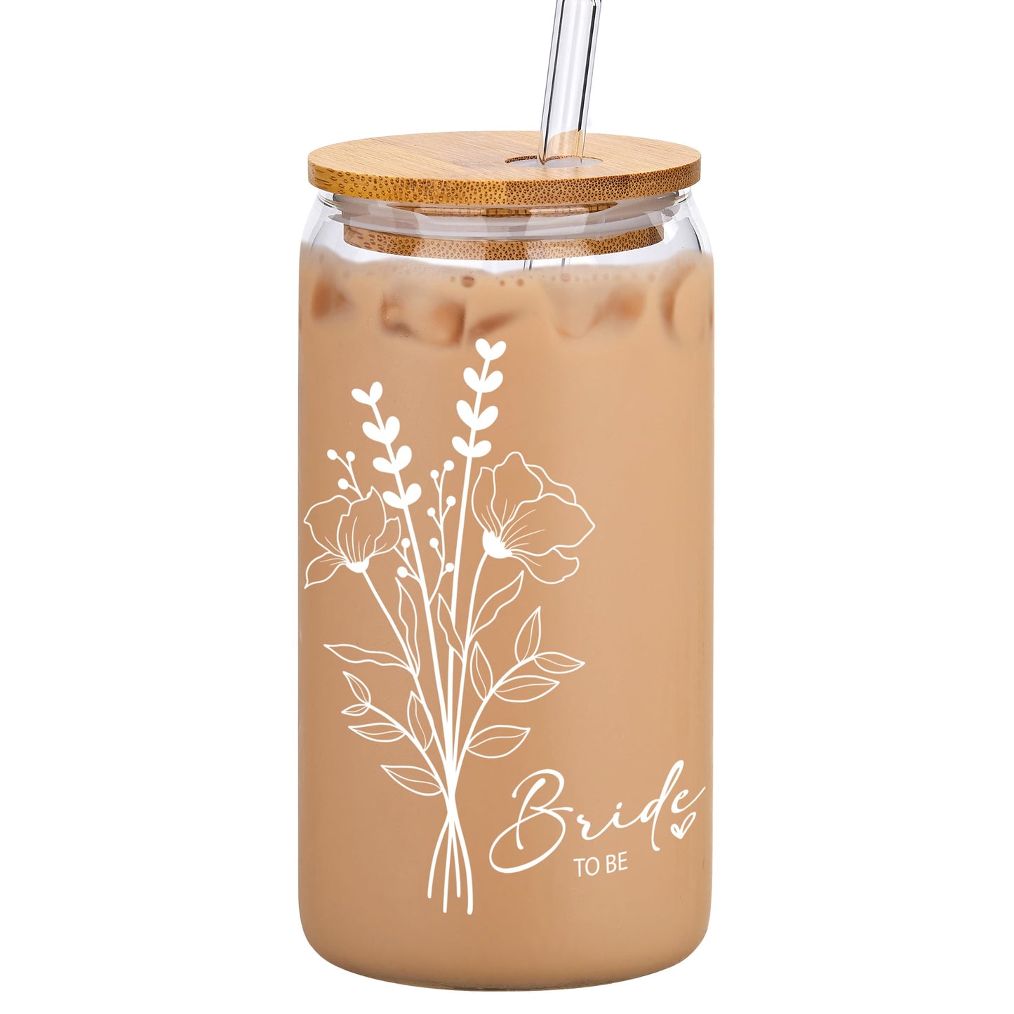 Bride to Be Glass Cup with Bamboo Lid