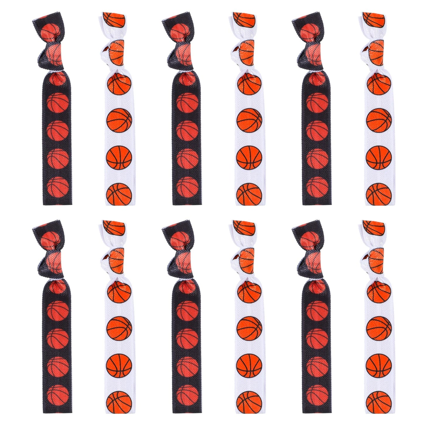 Basketball Hair Ties Elastic Ponytail Holders - 12 ct