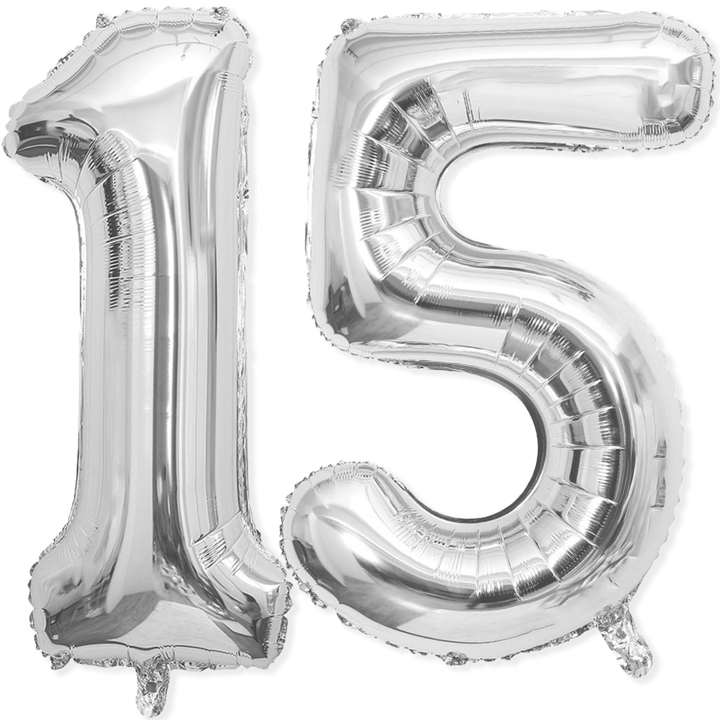 Silver Number 15 Foil Balloon Decoration Set