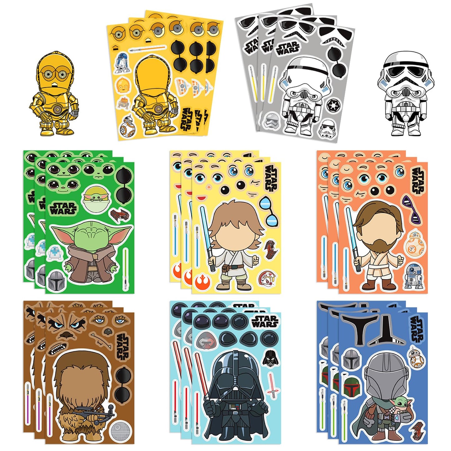 Galactic Space Adventure Make-a-Face Sticker Sheets – 24 Pack