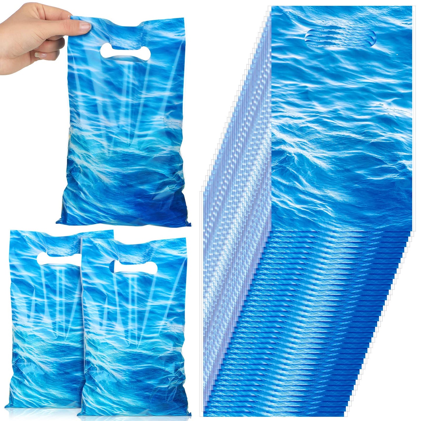 Ocean Waves Reusable Plastic Party Favor Bags - 50 ct