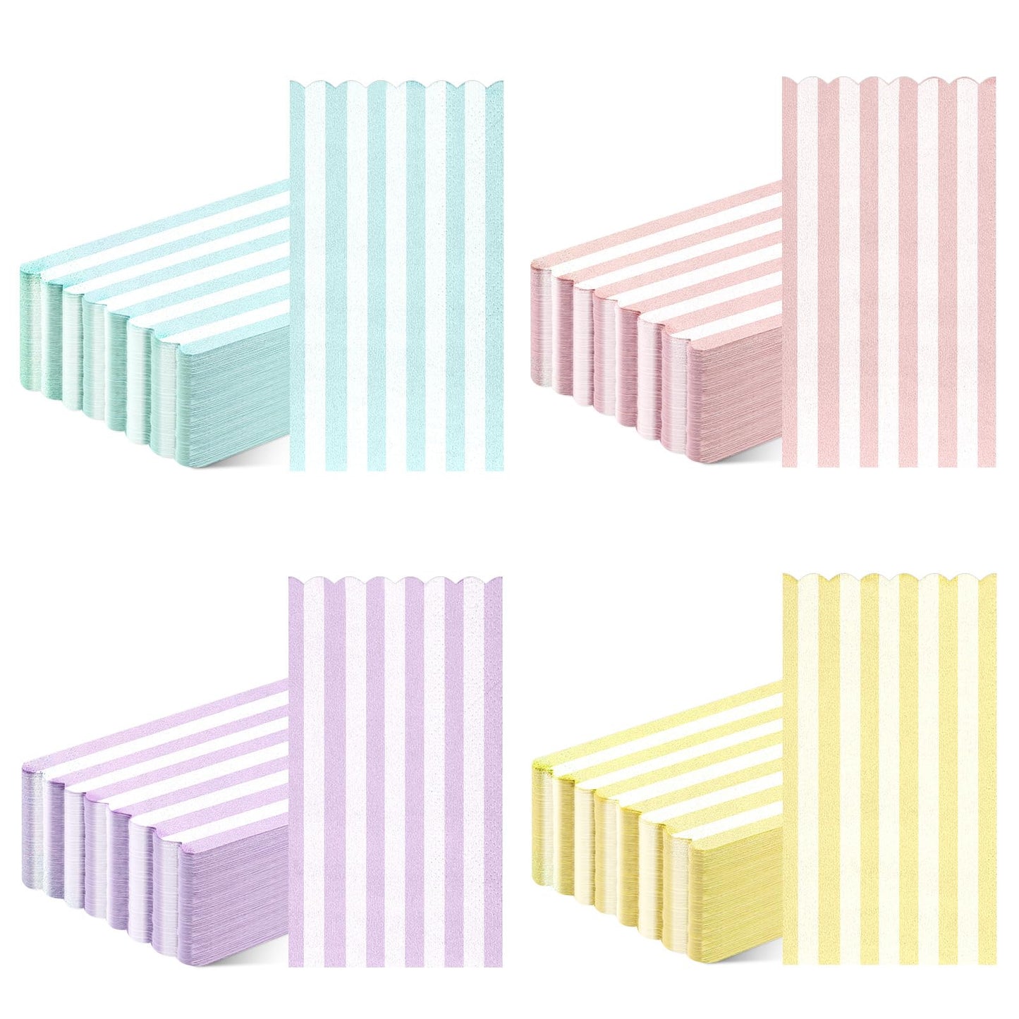 Xiangqu 200 Pcs Ice Cream Napkins Disposable Scalloped Pastel Paper Napkins Paper Hand Towels for Bathroom Stripes Guest Napkins for Girls Birthday Baby Shower Tea Party