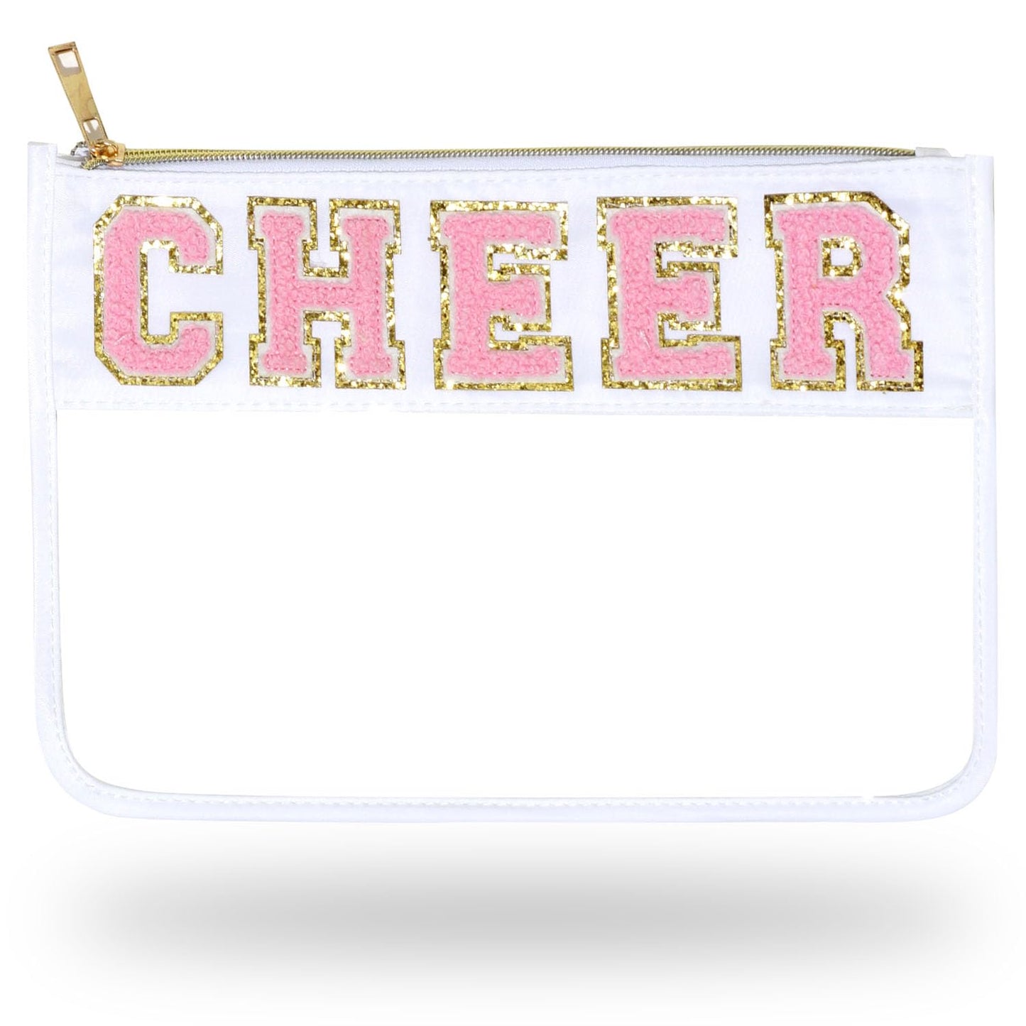 Clear Chenille Letter Cheer Makeup Bag