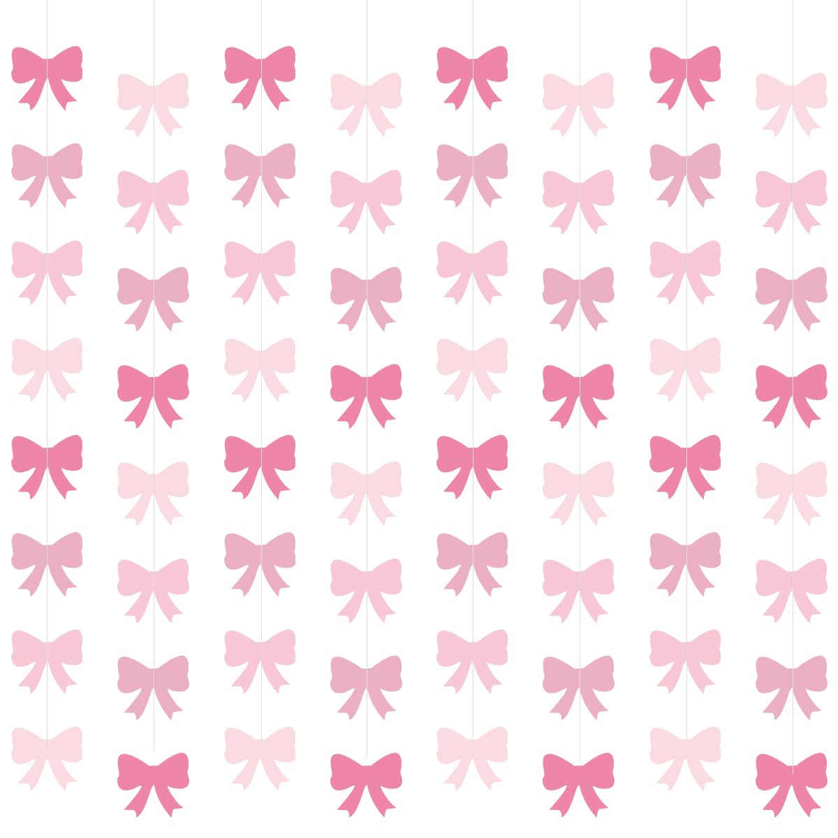 Pink Bow Hanging Banners Coquette Party Decorations – 8 Piece