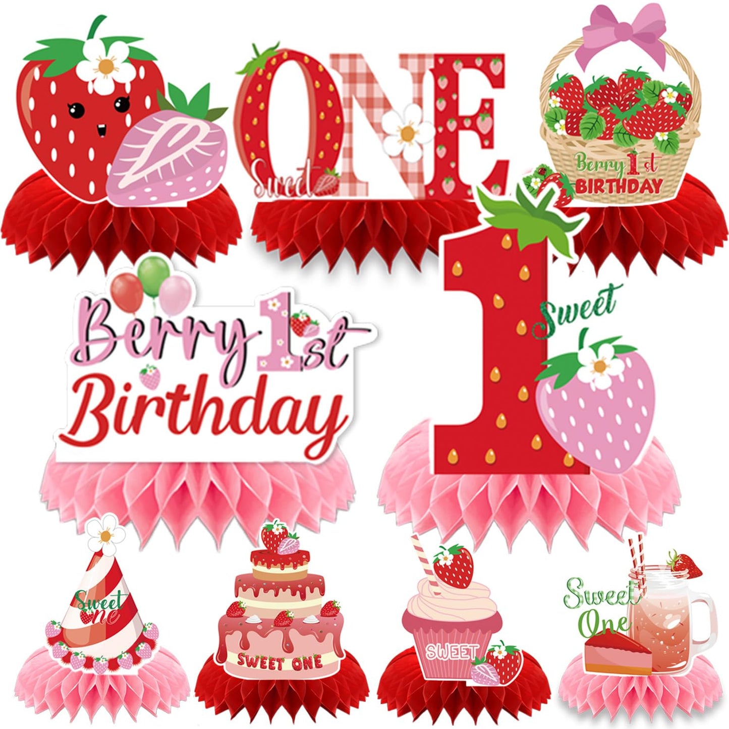 Berry First Birthday Sweet One Table Centrepiece Set – 9 Piece