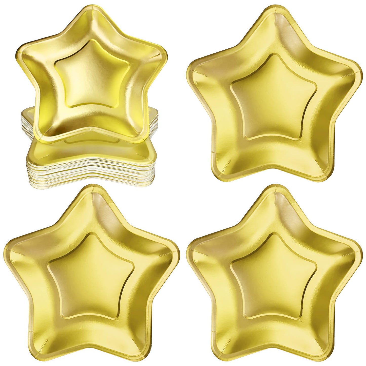 Gold Star Shaped Dinner Plates 9 Inch – 60 Pack