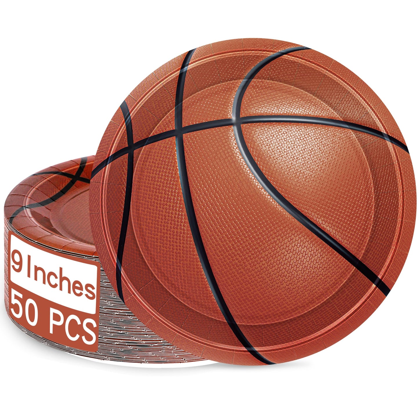 Basketball Sports Disposable Party Plates 9 Inch – 50 Pack