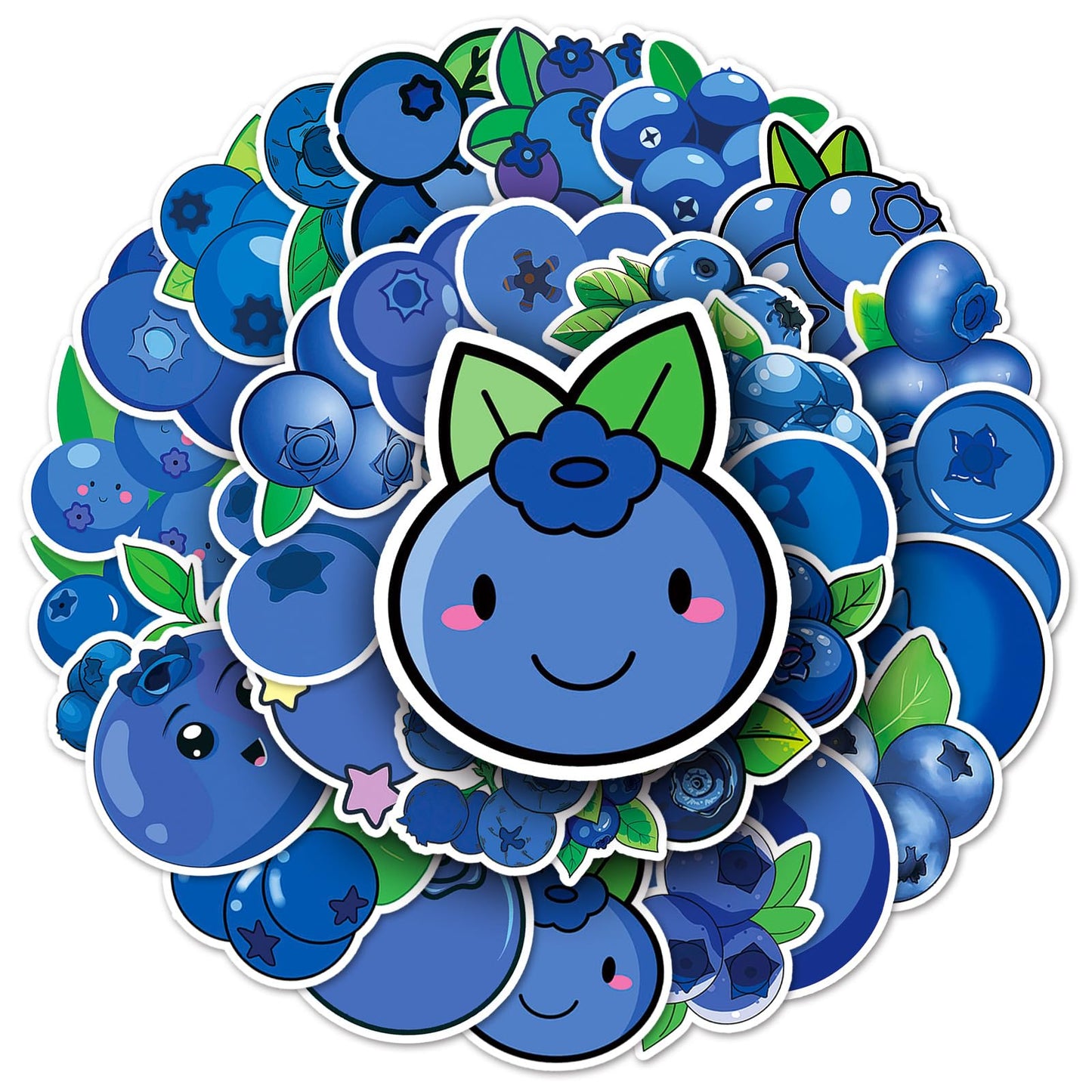 Blueberry Aesthetic Vinyl Stickers – 50 Pack