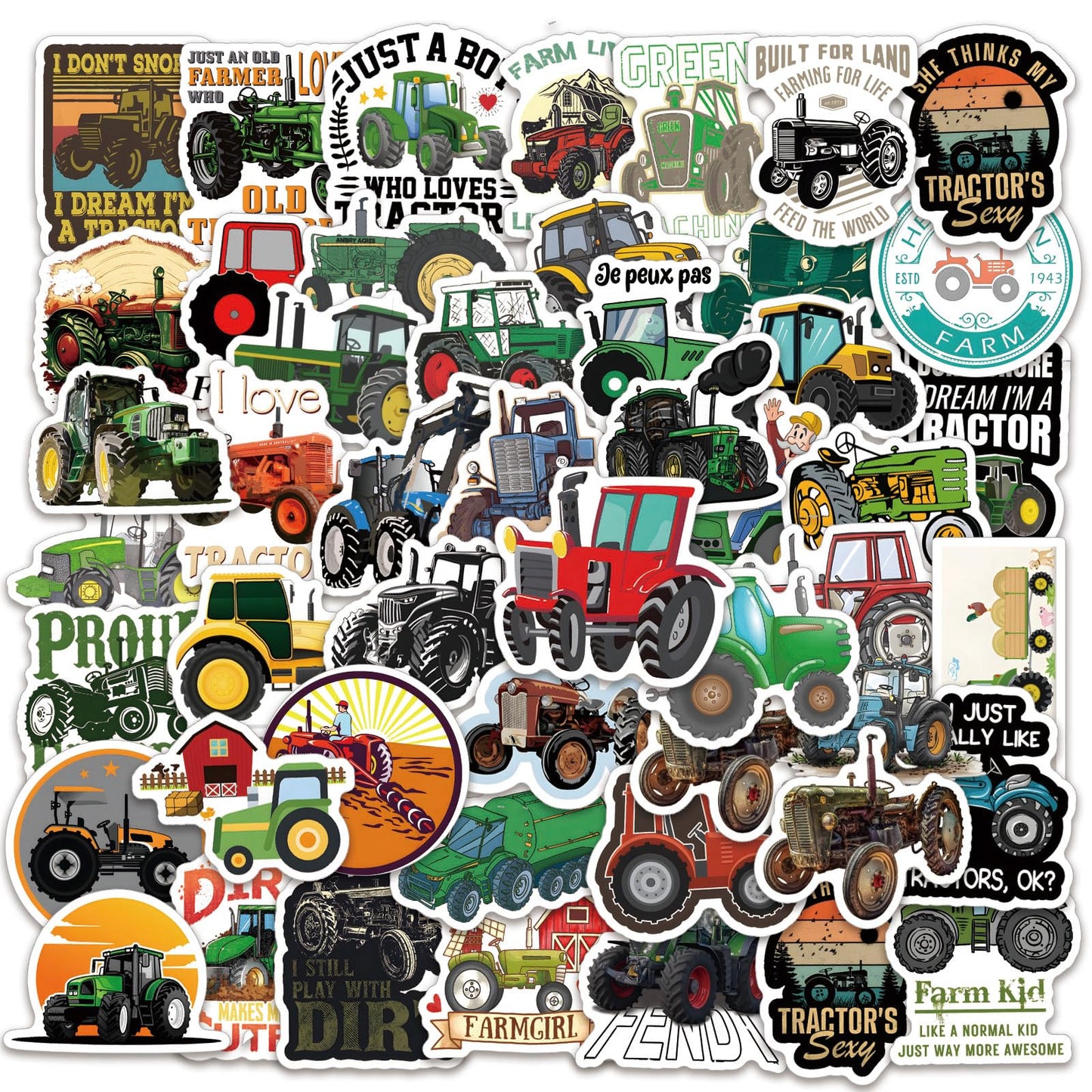 Farm Tractor Stickers – 60 Pack