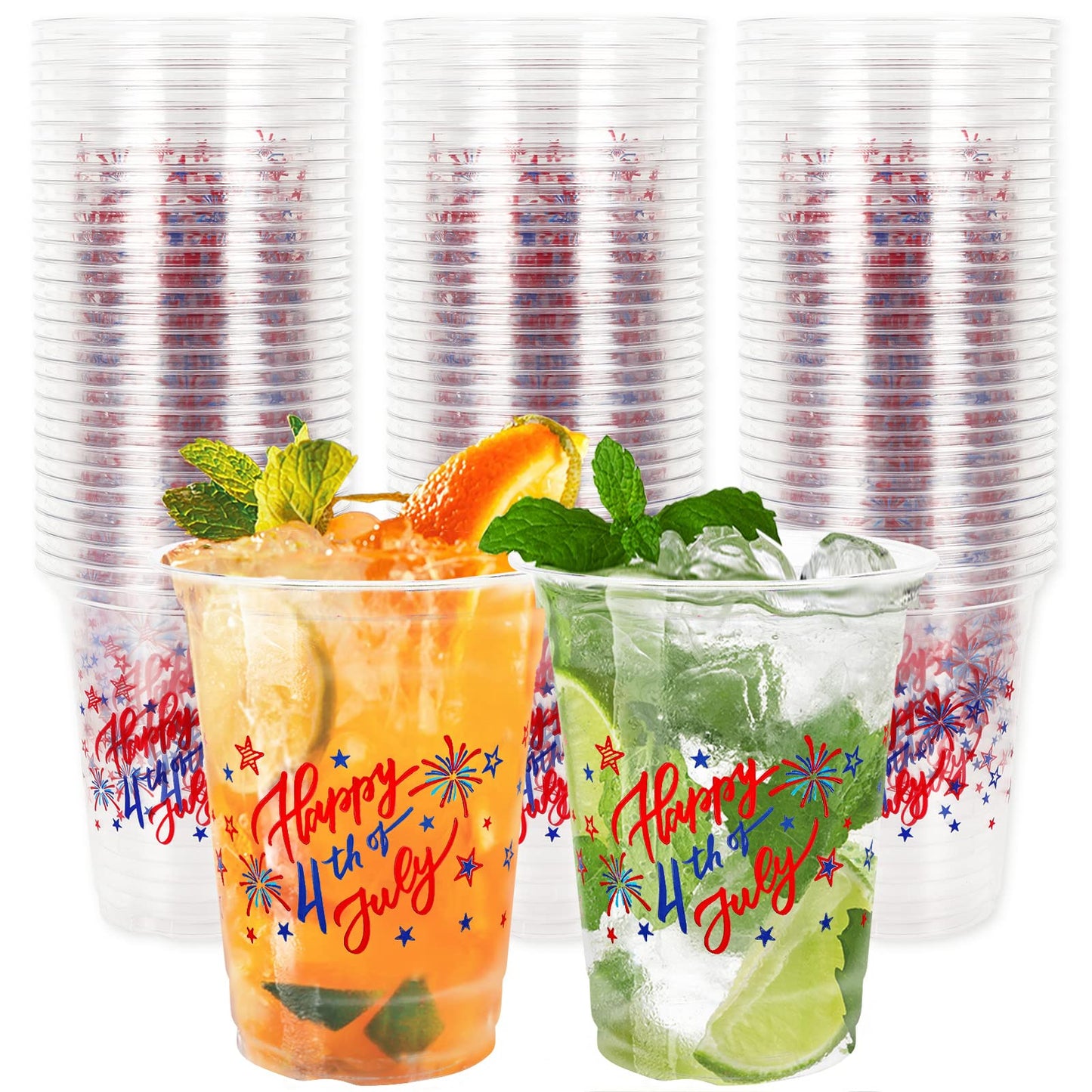 Patriotic Red, White & Blue Disposable Cups 50 Pack