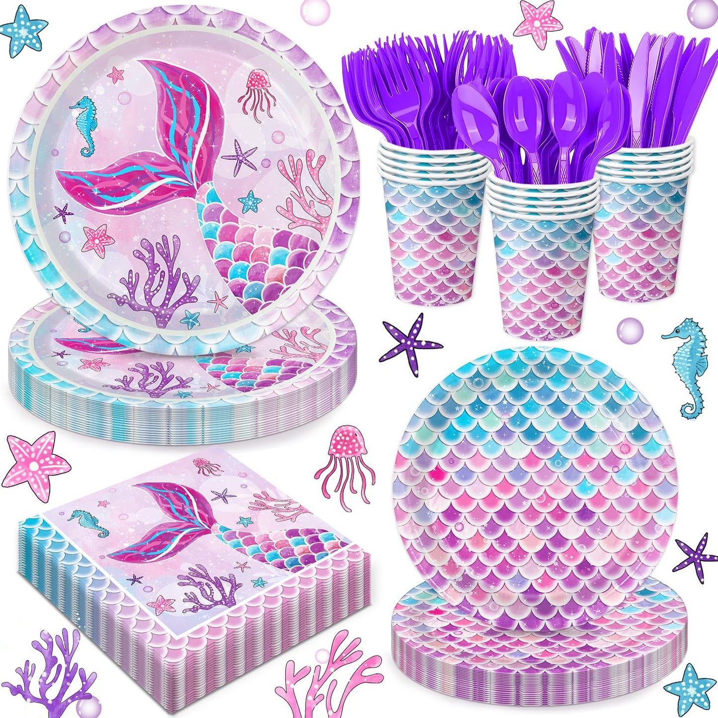 Mermaid Birthday Party Tableware Set – 168 Piece