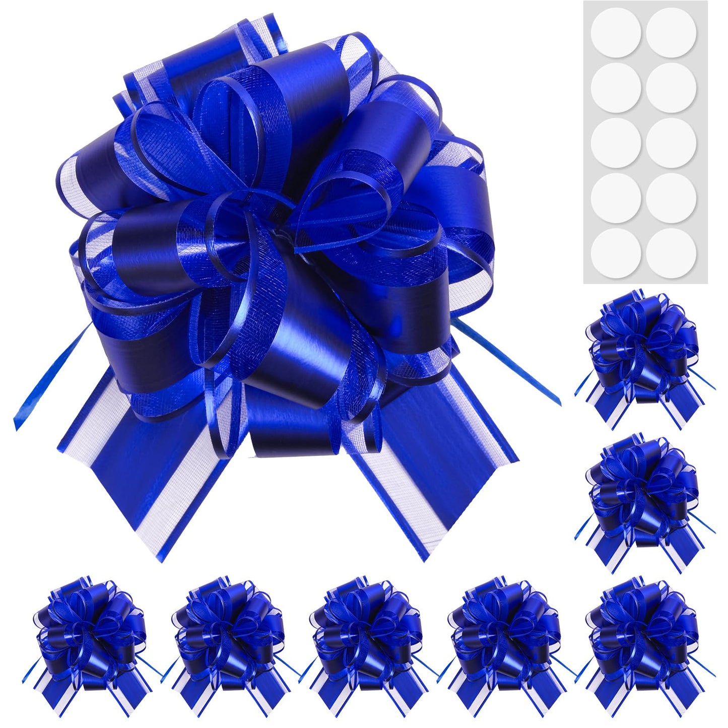 Pull Bows for Gift Wrapping 8 PCS Gift Bows for Presents - 6” Large Pull Bows Christmas Gift Baskets Wedding Decor Party Birthday Gift Easy to Assemble