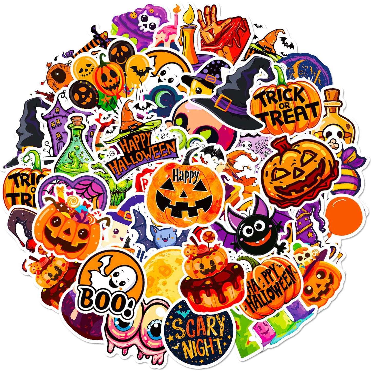 Halloween Spooky Vinyl Stickers Bulk - 100 ct