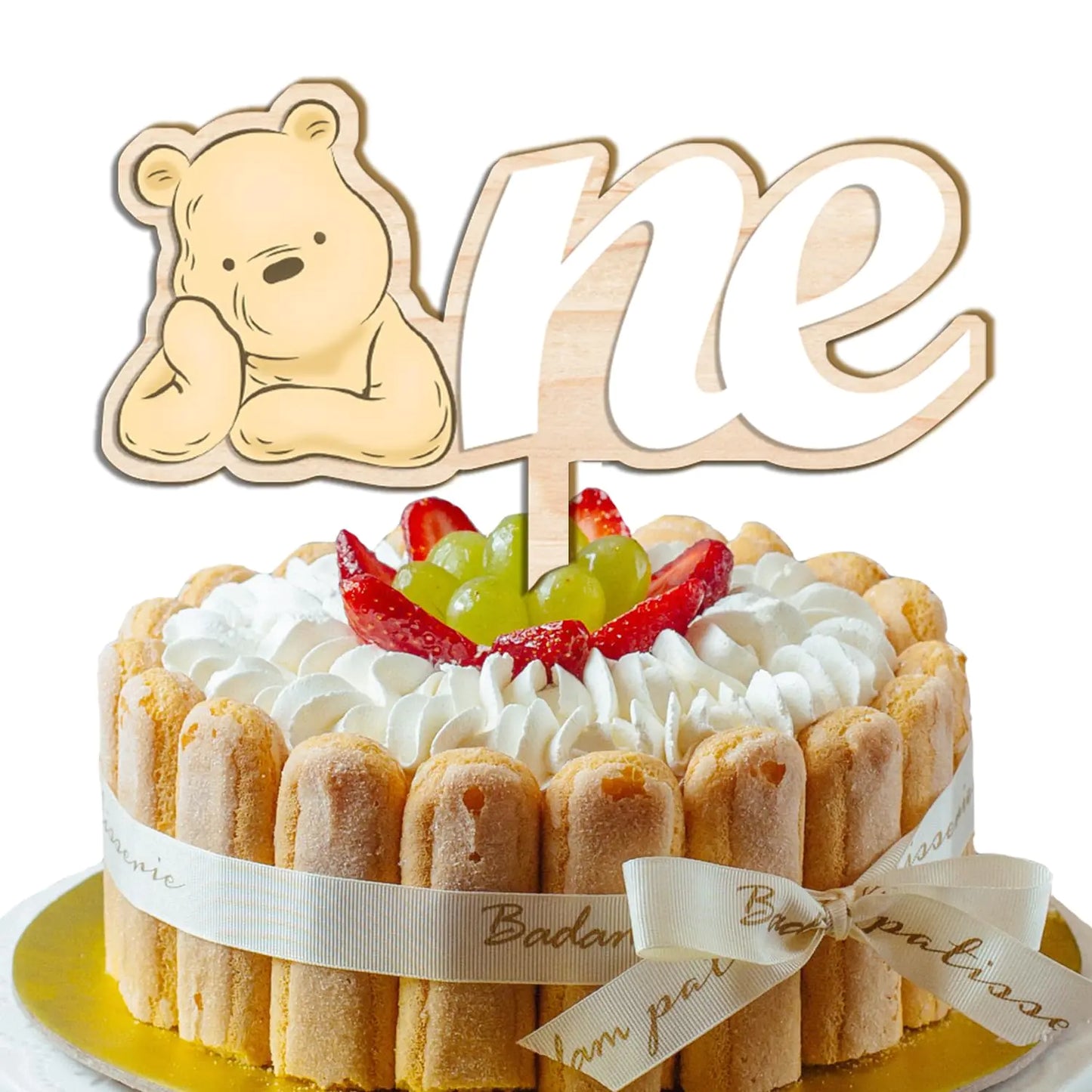 Classic Pooh “One” Wooden Cake Topper